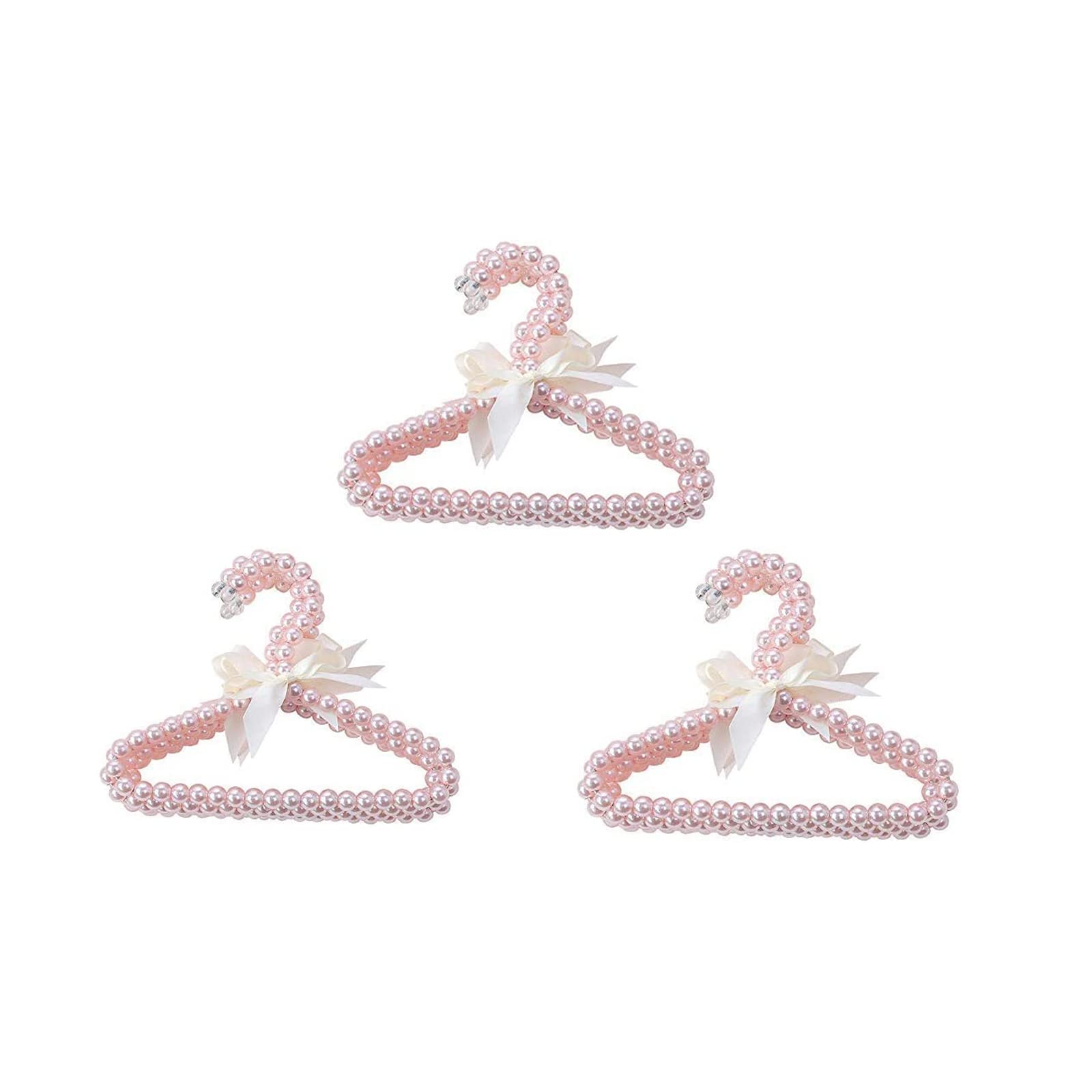Pink Bowknot Faux Pearl Clothes Hangers for Kids, Women & Baby - 3 Pack | Durable Hooks for Wardrobe, Closet & Nursery Organization | Perfect for Hanging Dresses, Blouses & Baby Clothes