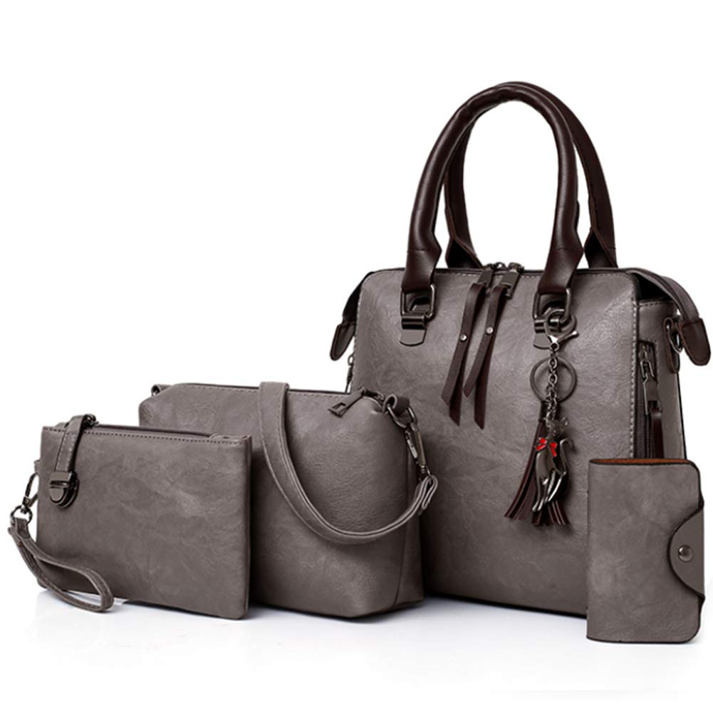 Segater® Women's Faux Leather Handbag Set - Tote, Shoulder Bag, Purse & Card Holder (4-Piece) - Perfect for Work, Travel & Everyday Use