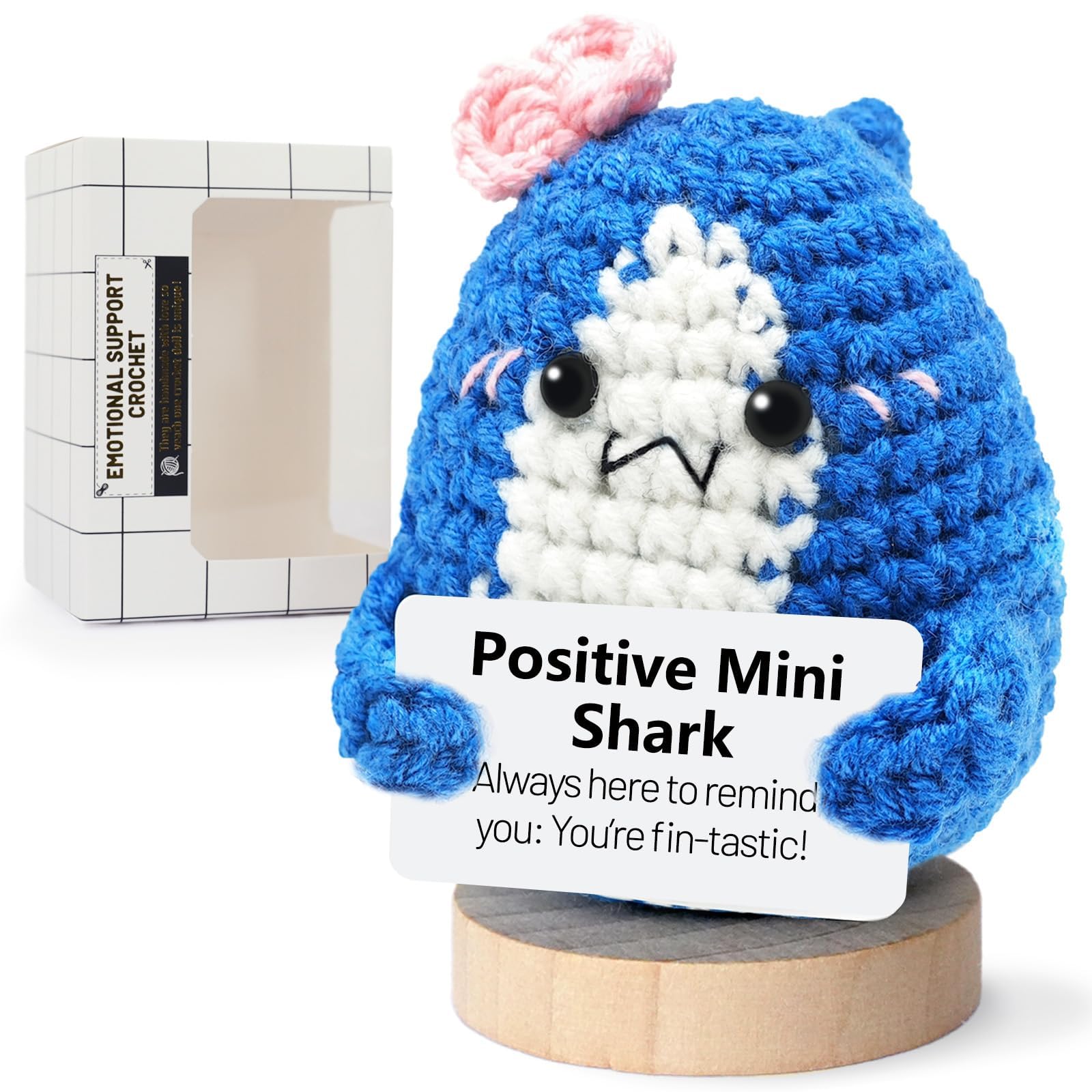 Cute Crochet Shark Plush Toy - Unique Animal Gift for Shark Lovers, Inspirational Birthday Present for Women & Men - Perfect Desk Decor for Office or Home