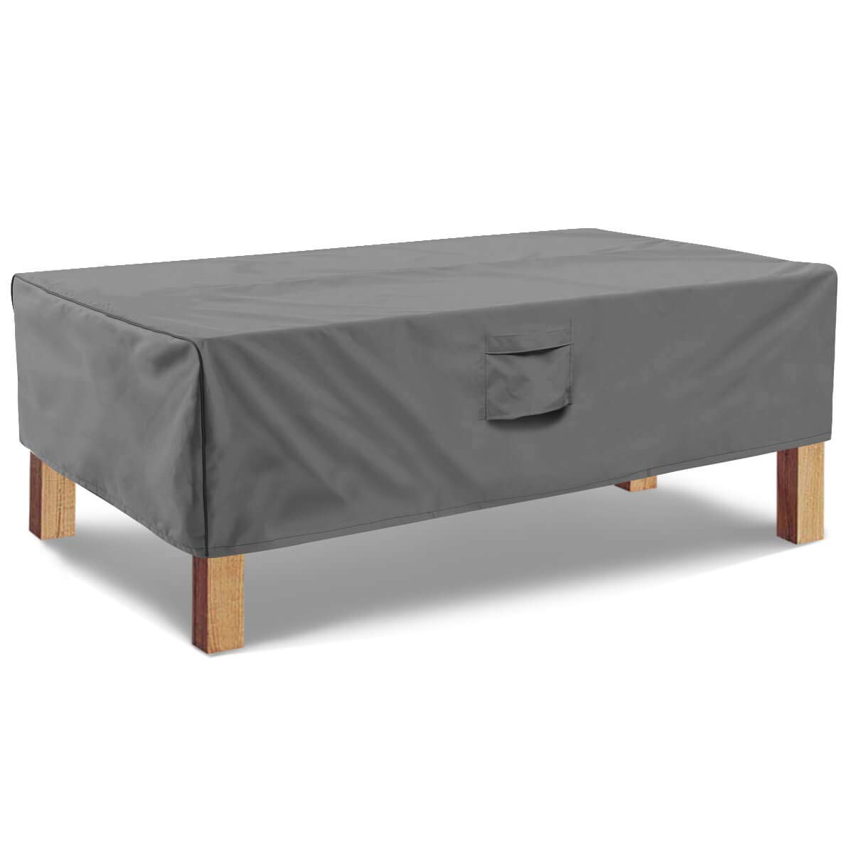 **Vailge Heavy Duty Waterproof Rectangular Coffee Table Cover - Outdoor Patio Furniture Protector with Padded Handles & Durable Hem Cord - Fits Large Coffee Tables (Grey) - Perfect for Lawn, Garden & Backyard Use**