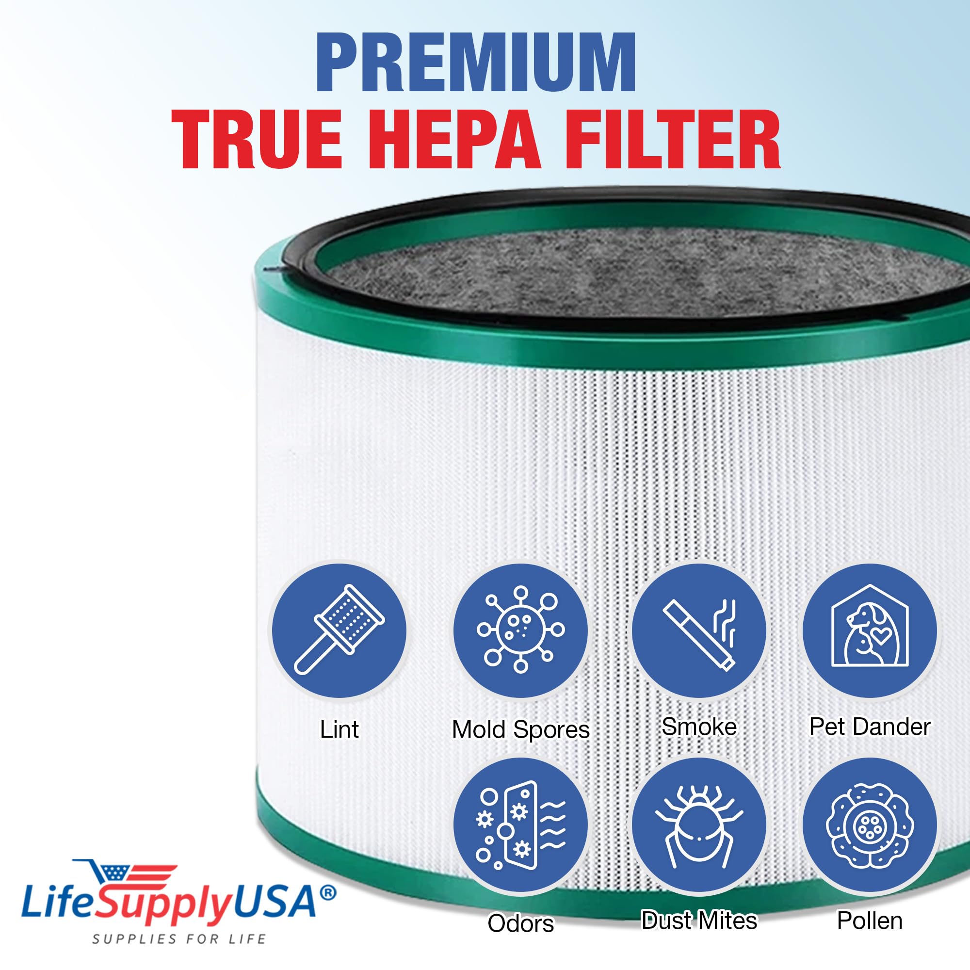 Dyson 2nd Gen Pure Cool Link & Hot+Cool Link True HEPA Air Filter Replacement - Compatible with Desk Air Cleaners - Improves Air Quality for Home, Office & Bedroom Use