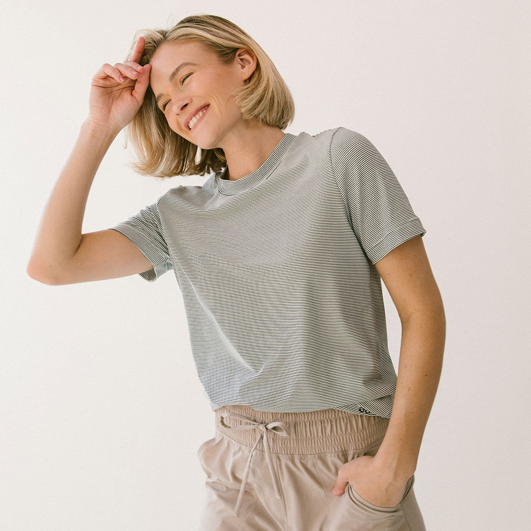 Trendy Boyfriend Tee with Sweet Stripes - Casual Comfort for Women | Perfect for Everyday Wear, Date Nights & Relaxing Weekends