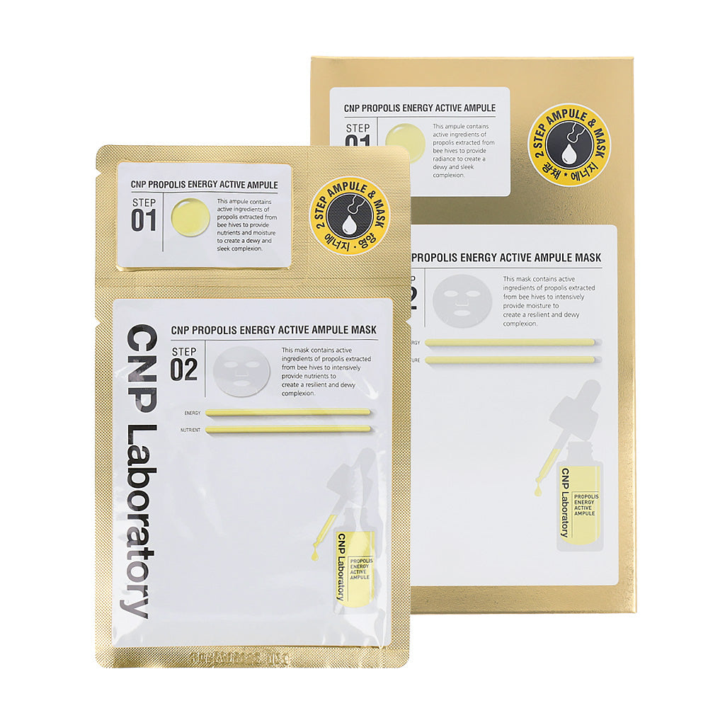 CNP Laboratory Propolis Energy Ampoule Mask 5-Piece Set - Korean Skincare for Hydration & Brightening - Perfect for Daily Glow & Night Repair Routine