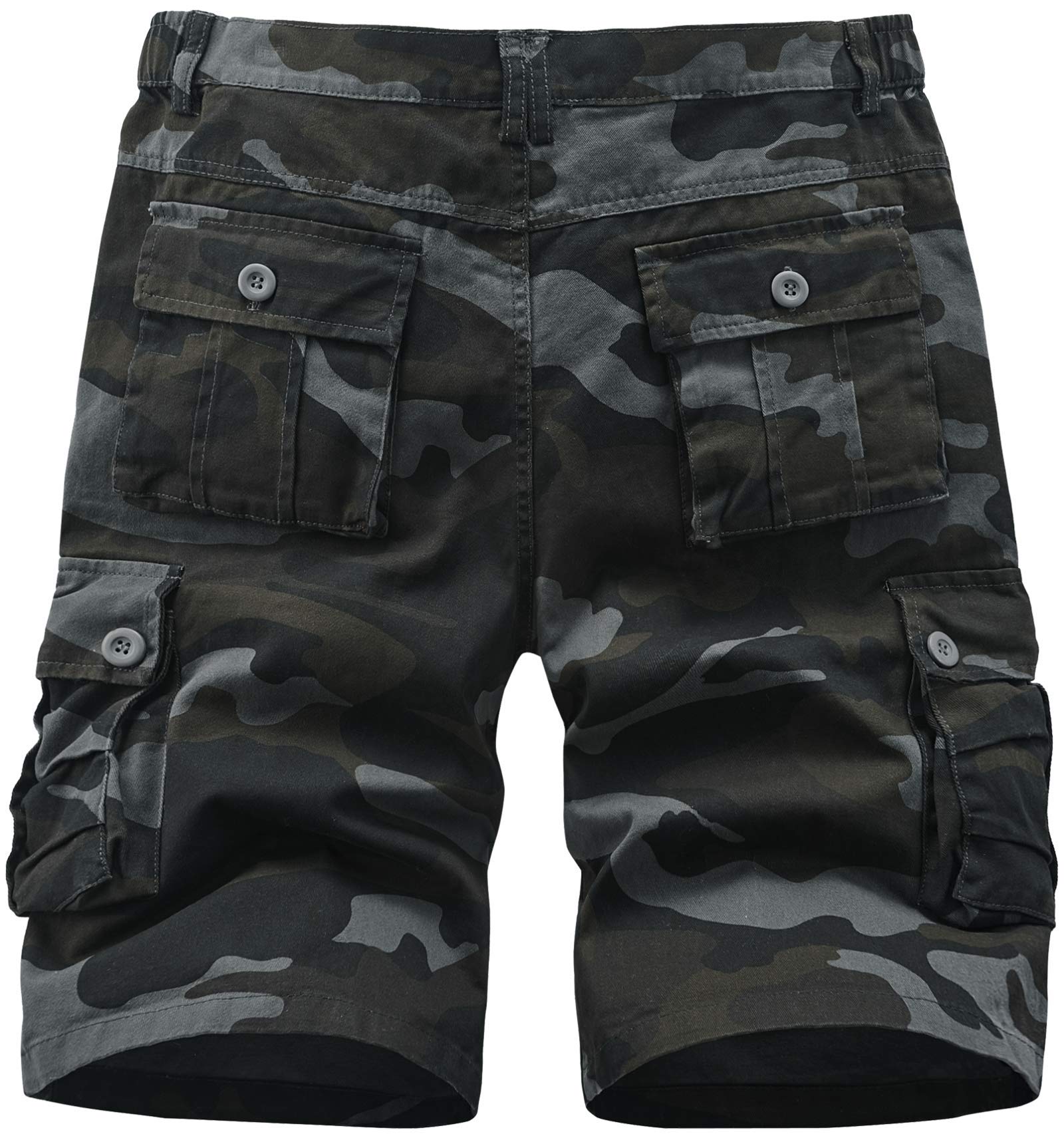 Vcansion Men's Cargo Shorts - Breathable Cotton Camouflage Shorts with Elastic Waist & Multiple Pockets | Perfect for Hiking, Camping, and Outdoor Adventures