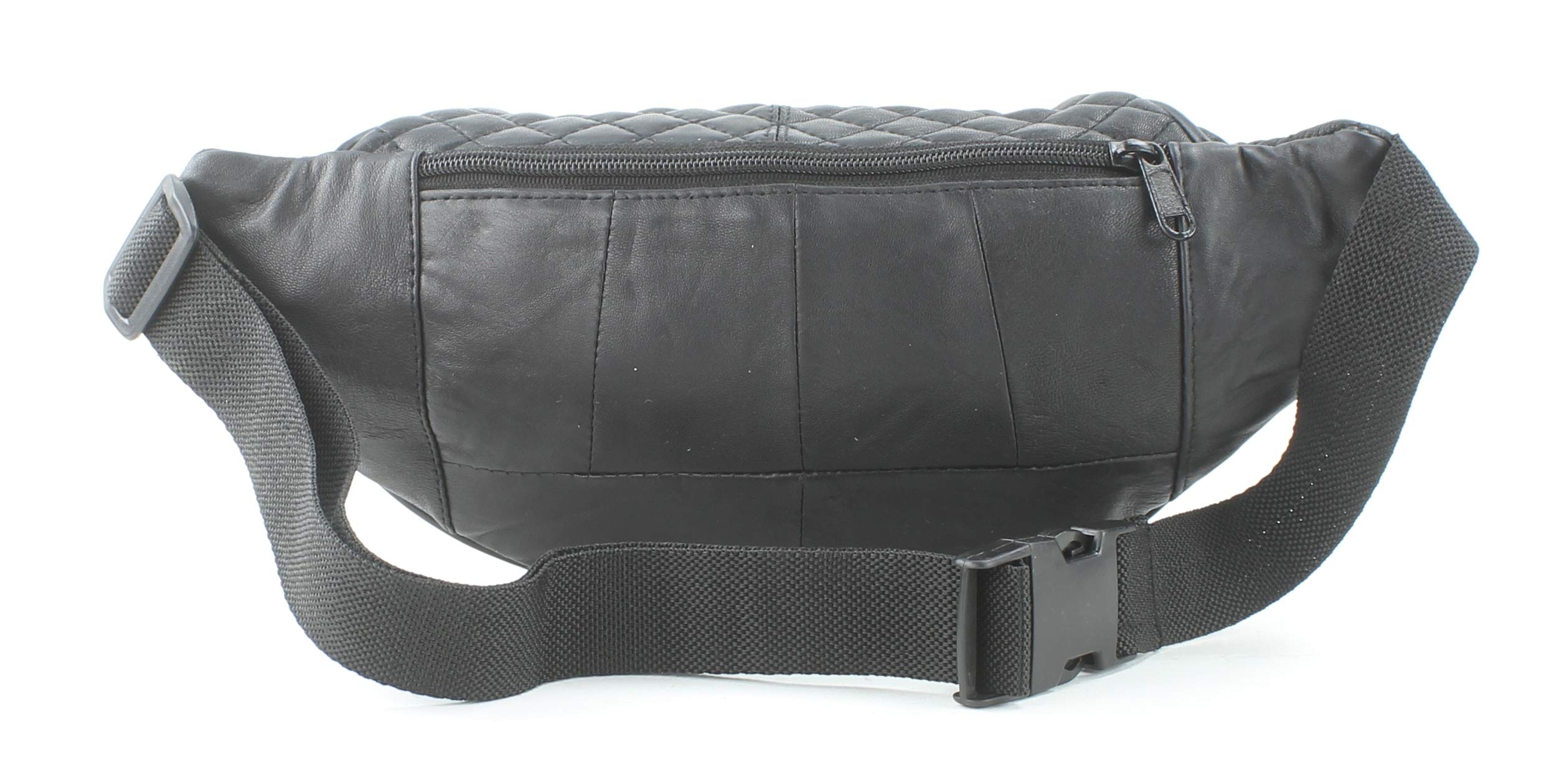Bacci L.I. Women's Genuine Leather Quilted Waist Pack - Adjustable Belt Fanny Pack for Women | Stylish Hands-Free Crossbody Bag | Classic Black Belt Bag for Travel, Shopping & Outdoor Activities