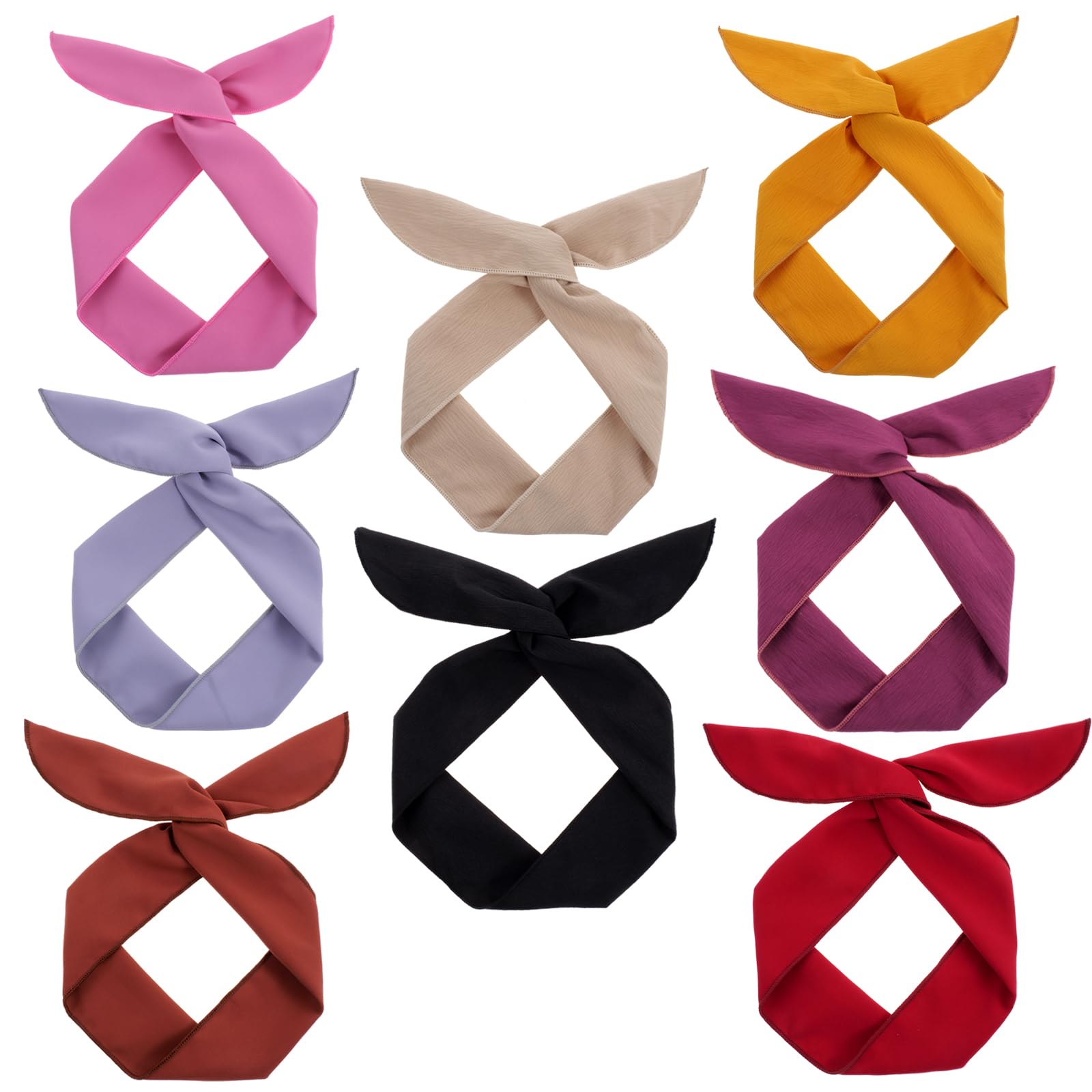 Women's Solid Wire Headbands - 8 Pack Fashion Twist Bow Bunny Ears Hairbands for Workout, Yoga, Running & Soccer | Non-Slip Hair Accessories for Sports & Daily Wear