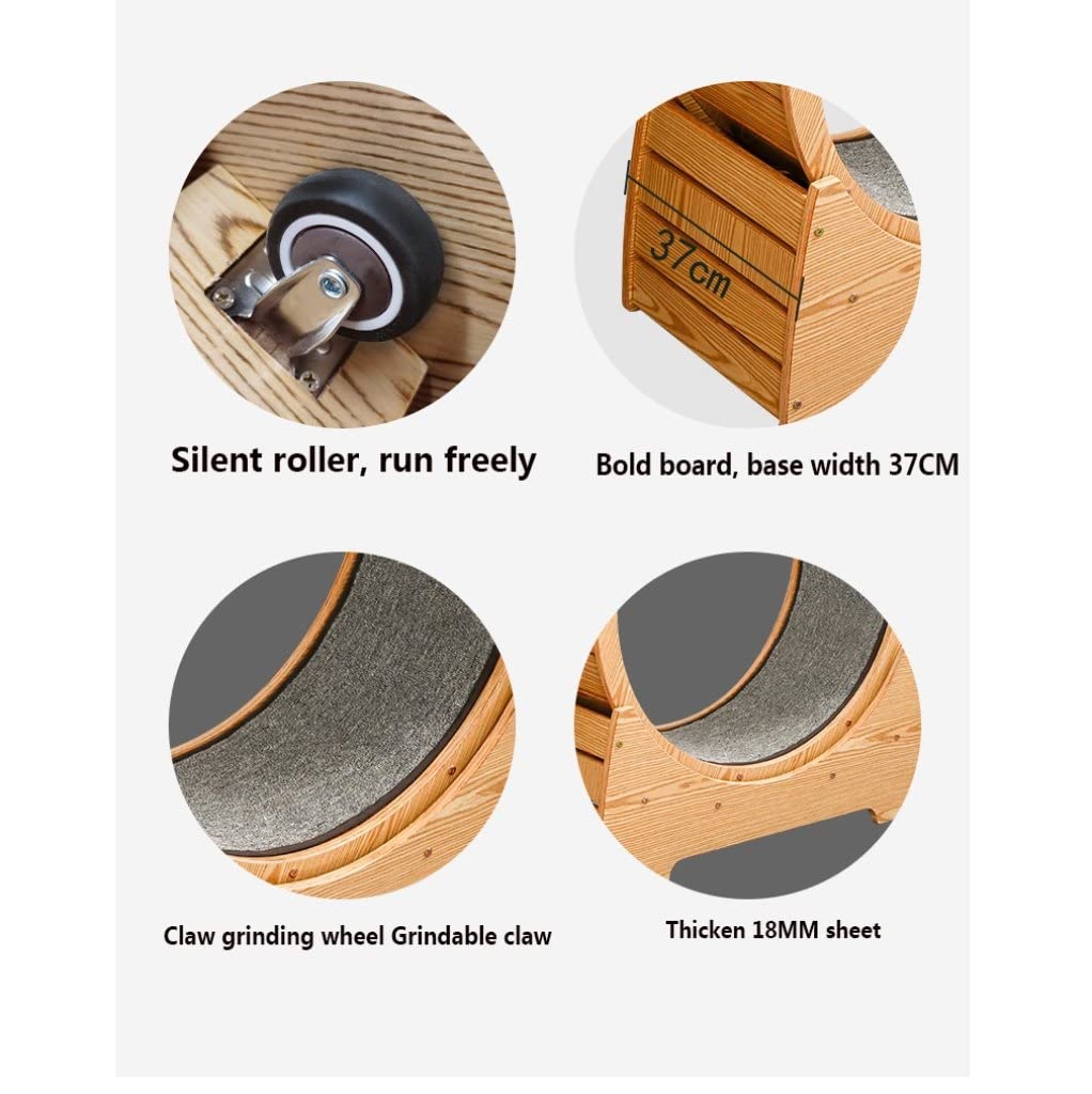 Grafken Solid Wood Cat Exercise Wheel - 75CM Large Treadmill Toy for Weight Loss, Multi-Functional Cat Shelf & Nest - Durable Anti-Scratch Design for Indoor Cats | Perfect for Small Apartments & Playtime