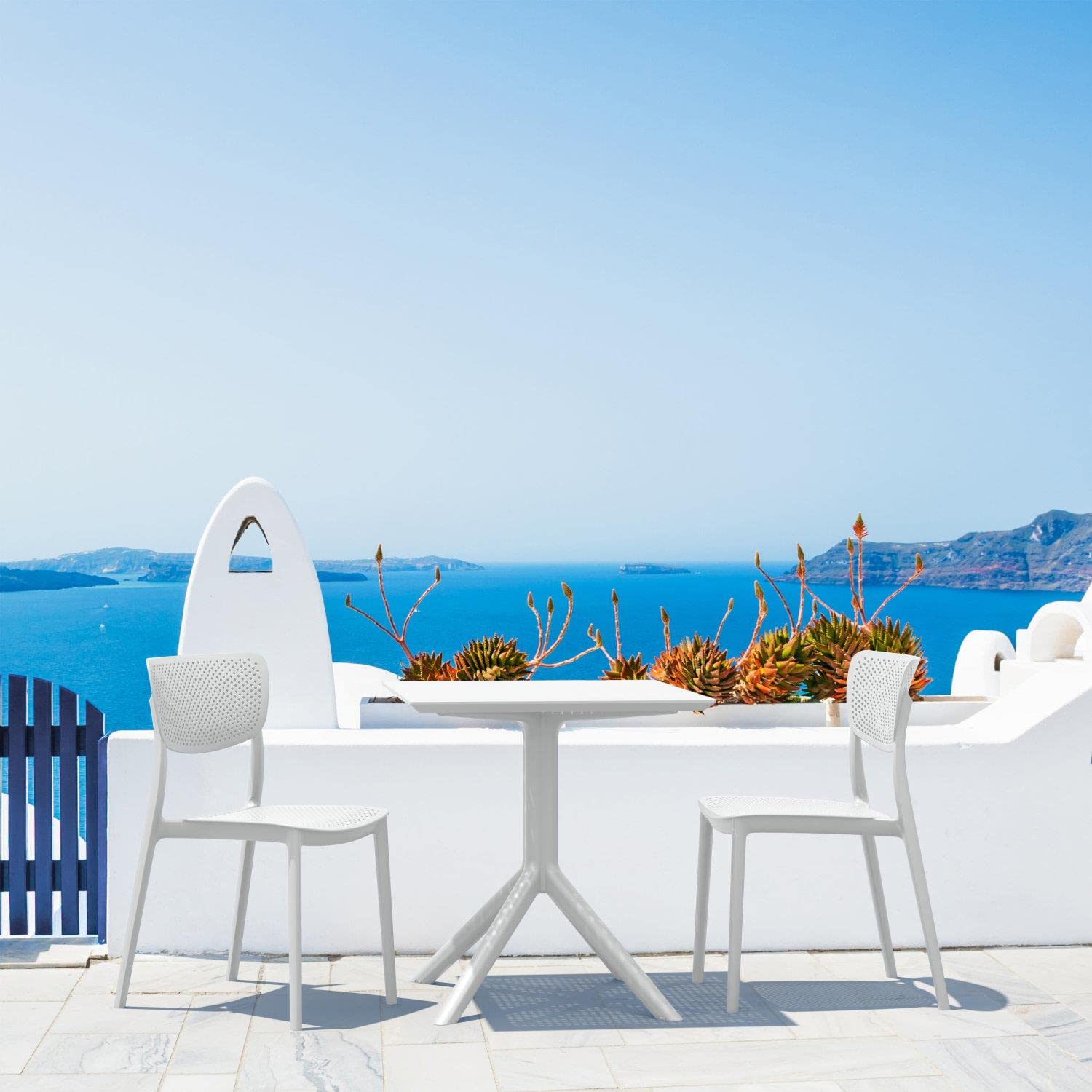 Siesta Lucy 3-Piece Outdoor Bistro Set with 31-Inch White Table Top - Perfect for Patio, Garden, Balcony & Small Space Dining