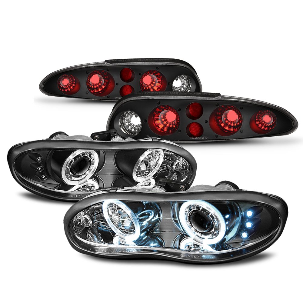 AKKON LED Daytime Running Lights & Projector Headlights Full Kit for 1998-2002 Chevy Camaro - DRL Rings, Headlamps & Tail Lights Bundle | Upgrade Your Ride for Night Driving & Enhanced Visibility