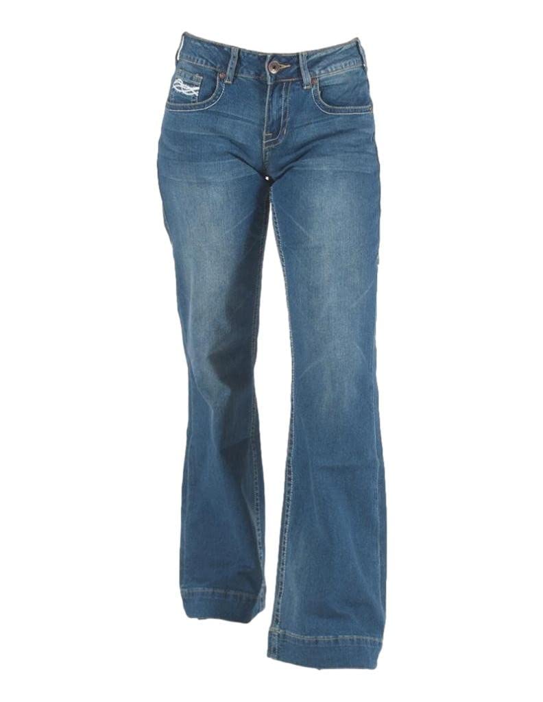 Cowgirl Tuff Western Jeans for Women - DFMI Trouser with Button Closure, Medium Wash JDFMWT | Perfect for Rodeo, Horseback Riding & Country Fashion