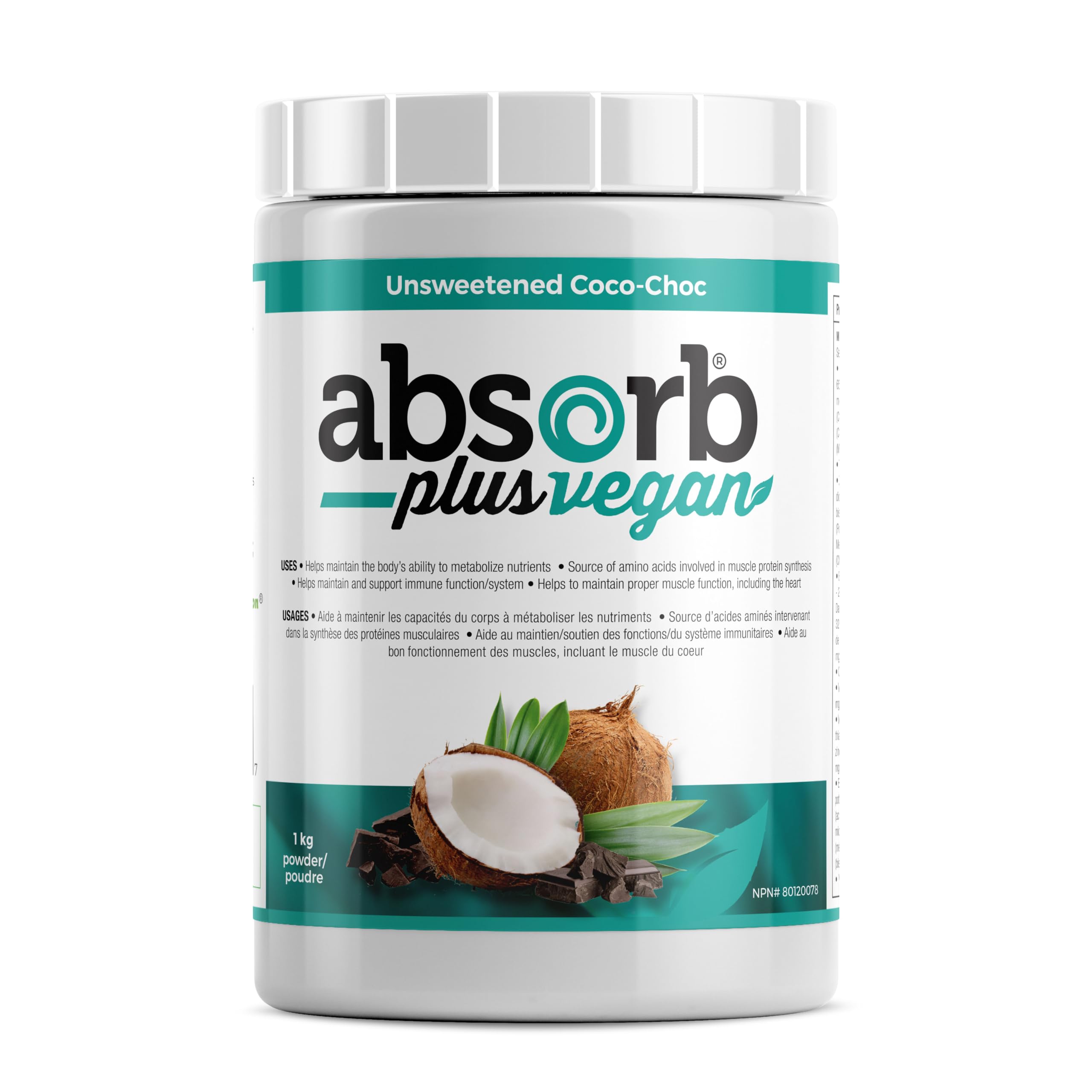 Organic Vegan Protein Powder - Non-GMO, Gluten-Free, Sprouted Rice Protein Isolate for Gut Health & Nutrition (2.2 lbs, Unsweetened Coco-Choc) - Perfect for Smoothies, Baking & Post-Workout Recovery
