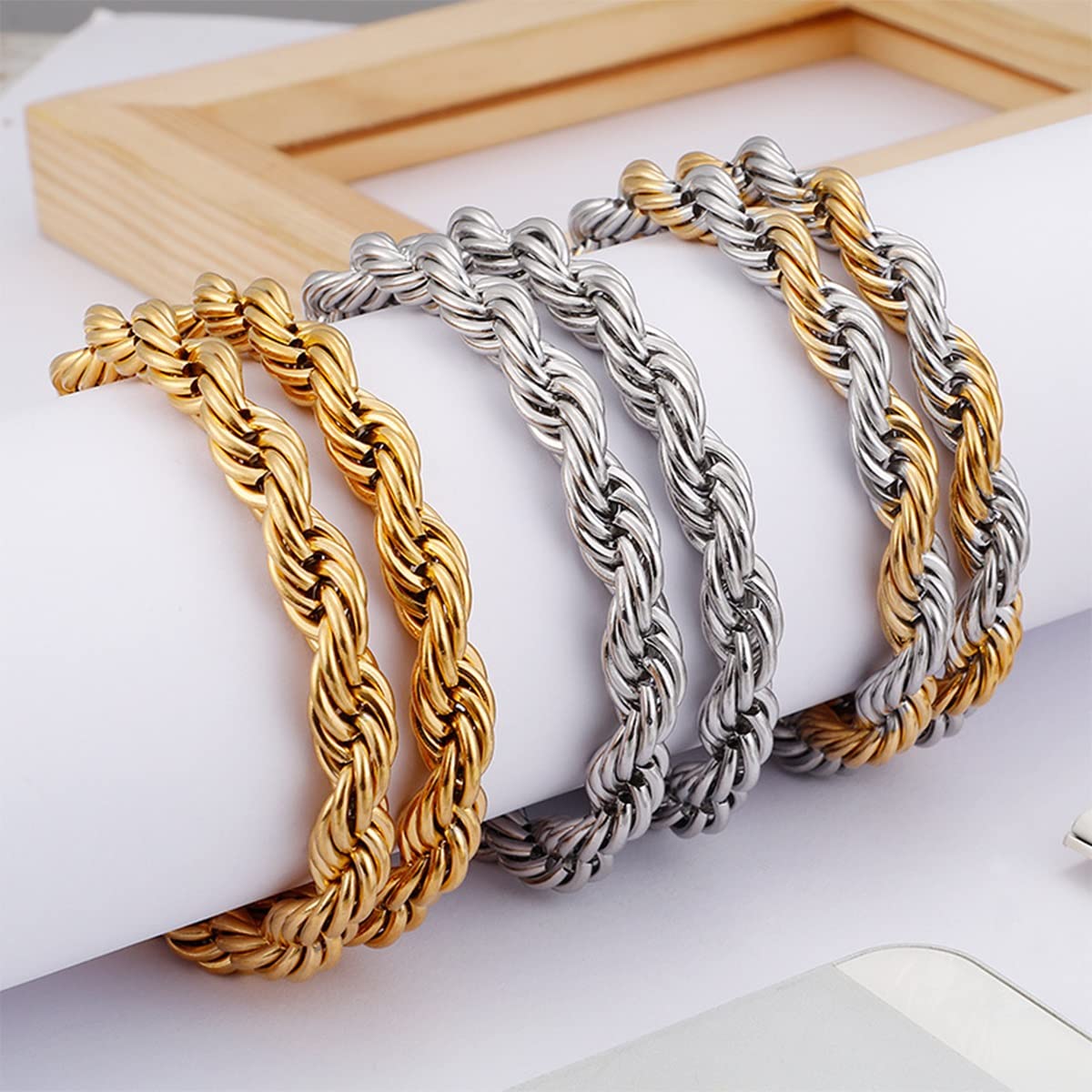 6mm Trendy Stainless Steel Twisted Chain Necklace for Women & Men - 60CM Unisex Jewelry for Casual Wear, Layering & Gift Giving