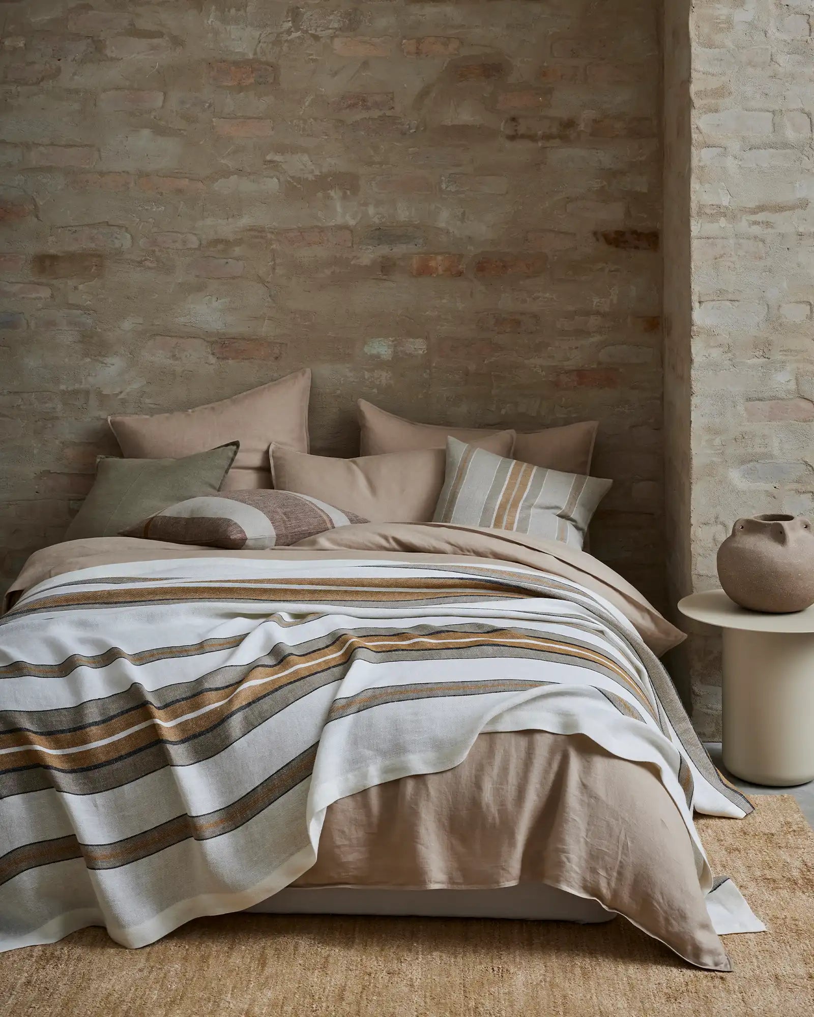 Premium Franco Linen Throw Blanket - Soft Amber Brown Luxury Bedspread for Sofa, Bed & Couch | Cozy Home Decor, Perfect for Living Room, Nursery & Gift Giving