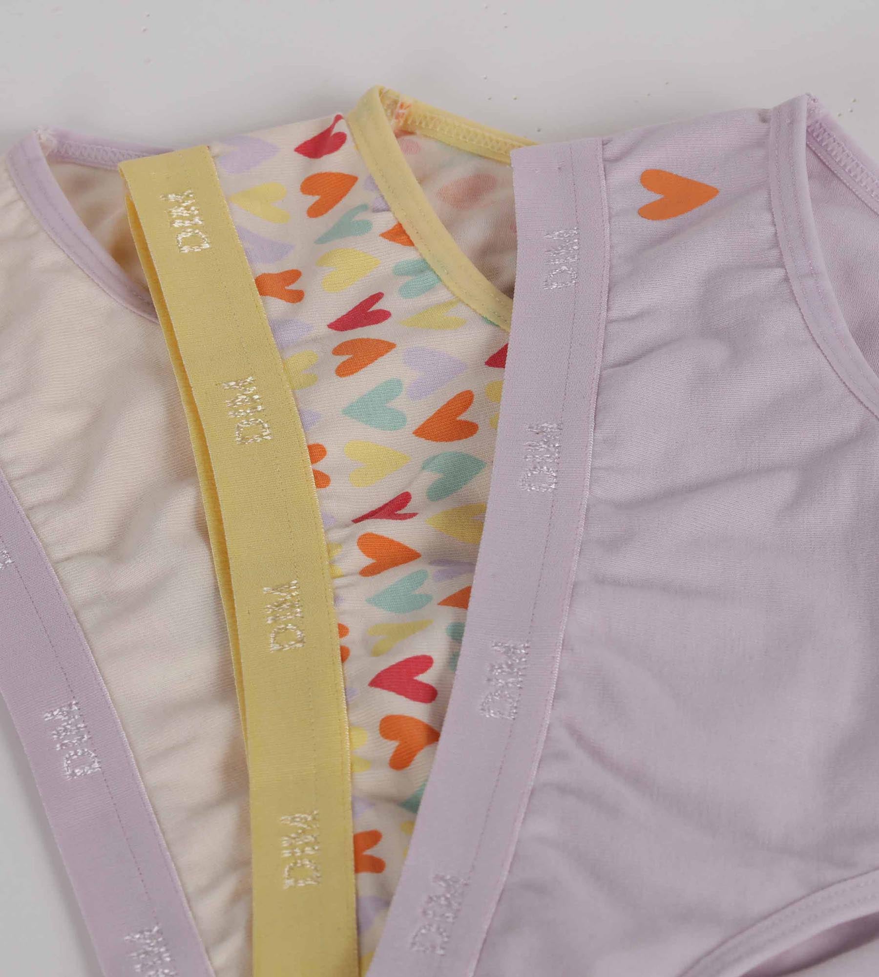 3 Pack Girls Cotton Stretch Underwear with Heart Print - Soft & Breathable for School, Play & Everyday Comfort
