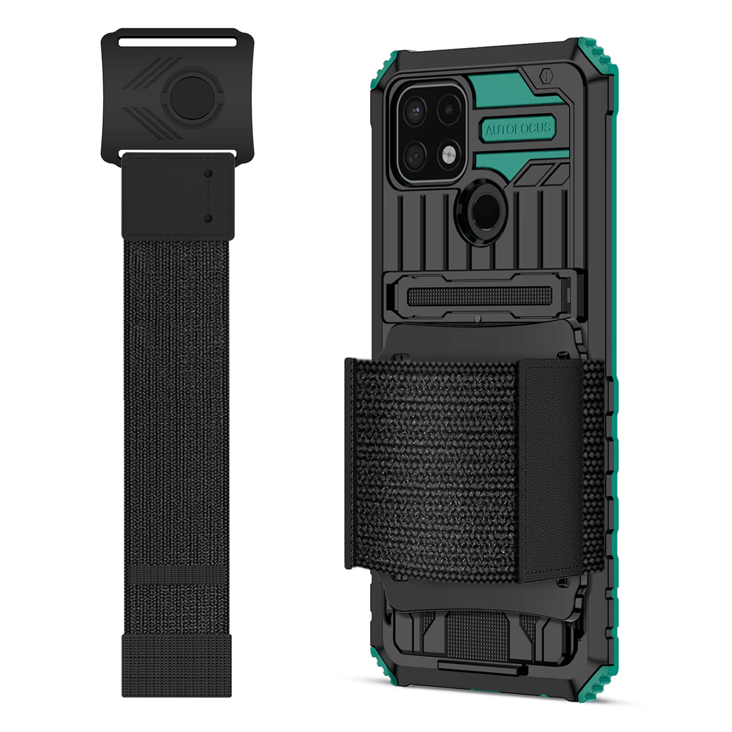 360° Rotatable Military-Grade Phone Armband for Oppo A15/A15S - Detachable Wristband Holder for Running, Hiking & Biking | Protective Case with Secure Fit | Perfect for Outdoor Sports & Fitness Activities (Green)