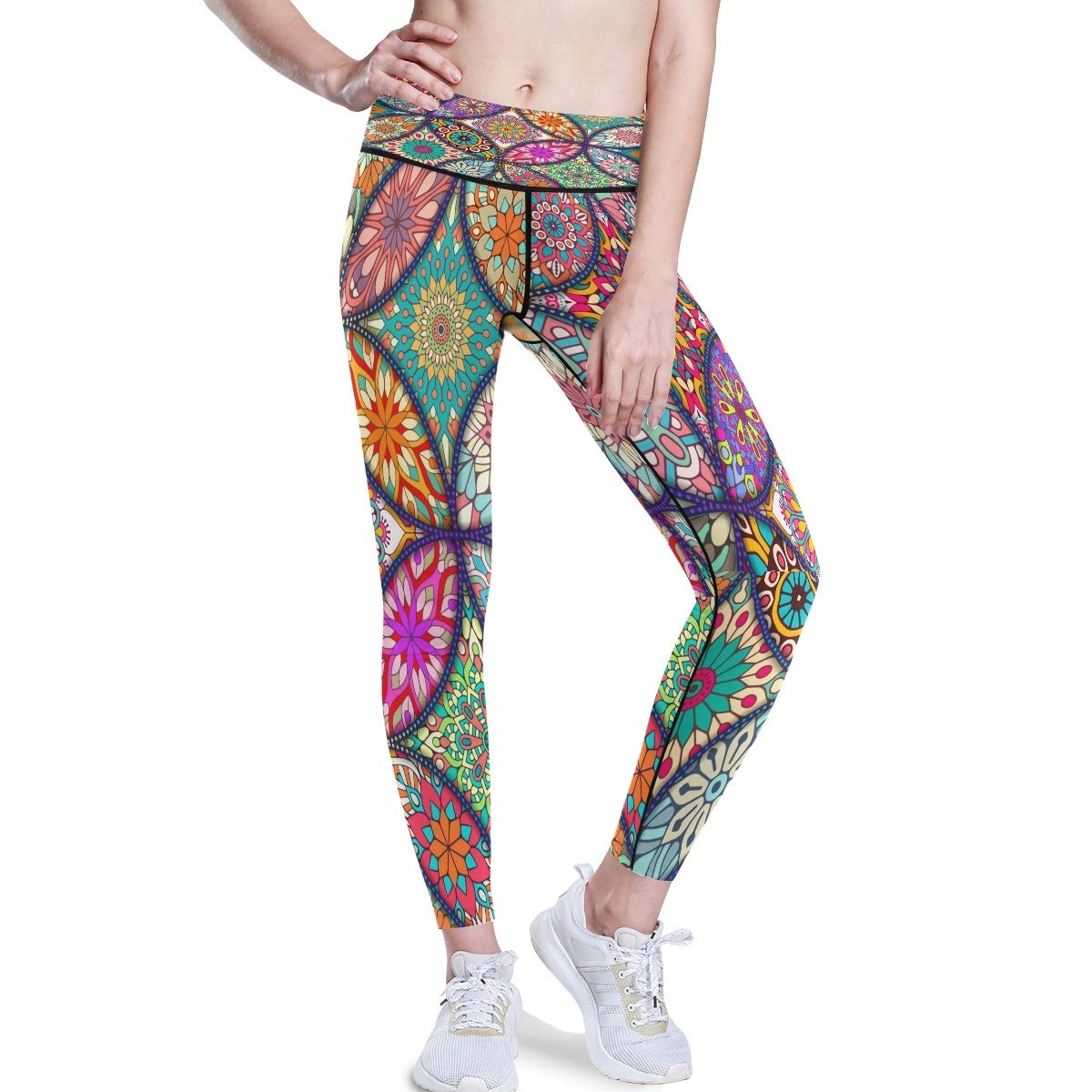 **Bolaz Women's High Waisted Sunflower Print Yoga Pants - Yellow Daisy Leggings for Workout, Running & Lounge - Comfortable & Stretchy for Gym, Yoga & Everyday Wear**