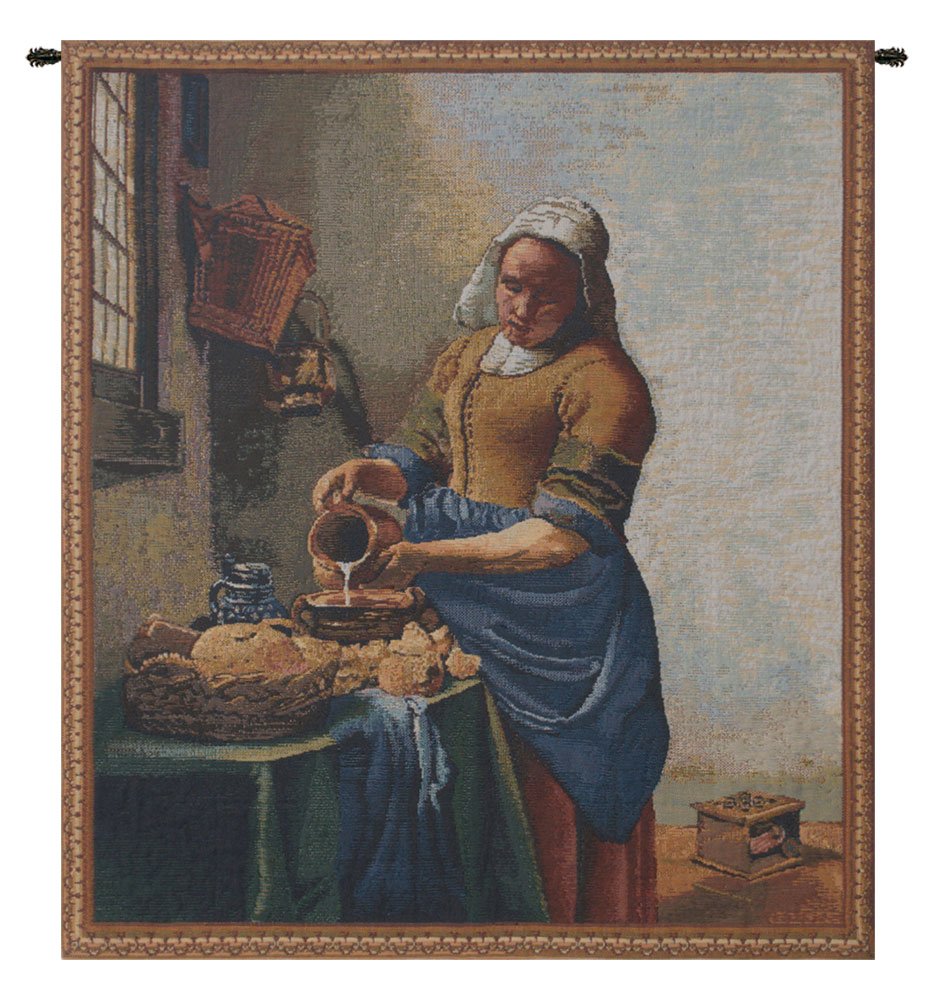 Servant Girl Belgian Tapestry Wall Hanging - 21x25 Inch Cotton Viscose Polyester Art by Johannes Vermeer - Perfect for Living Room, Bedroom & Office Decor