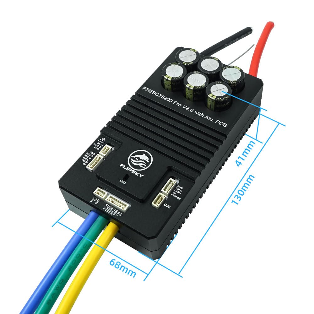 FLIPSKY 75200 Pro V2.0 VESC Speed Controller - Aluminum PCB with Key Switch for Electric Skateboard, Scooter & Ebike | DIY Electric Vehicle ESC Upgrade for Longboard, Hoverboard & Motorcycle Conversion