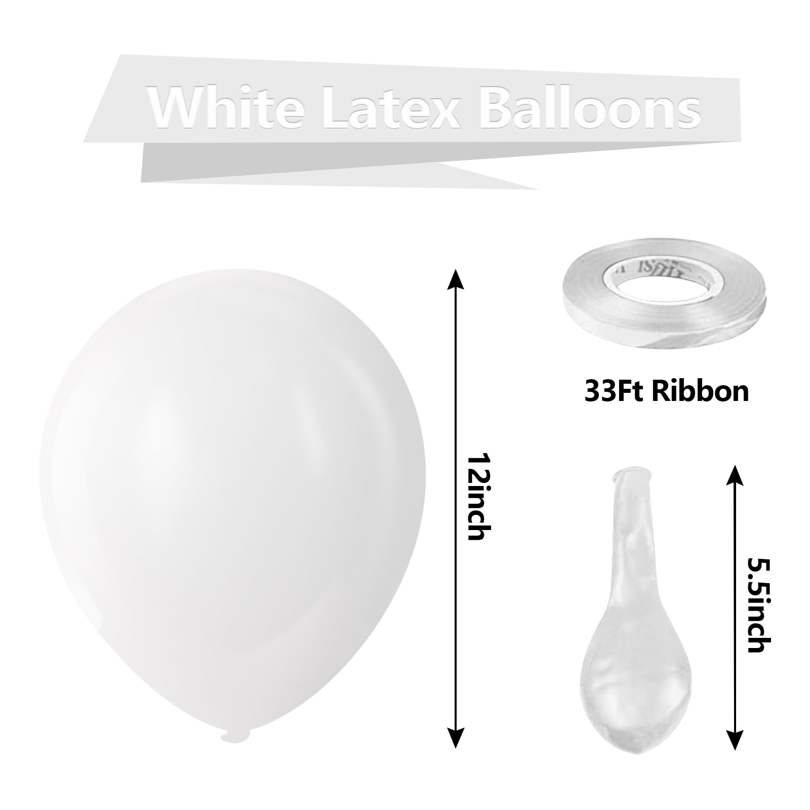 Bezente 100-Pack 12 Inch White Latex Balloons - Premium Round Helium Balloons for Wedding, Graduation, Birthday Parties, 4th of July & Independence Day Decorations - Perfect for Backdrops, Ceiling Decor, and Party Centerpieces