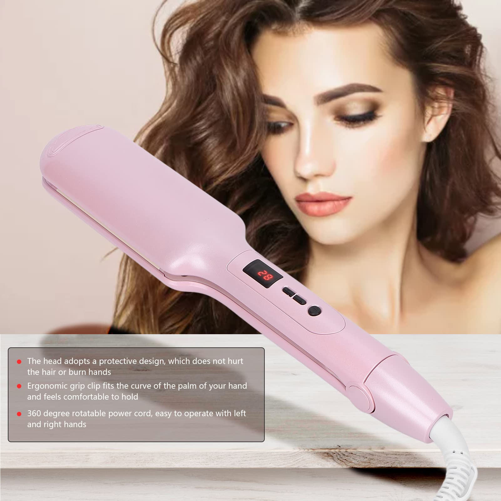 Professional 2-in-1 Hair Straightener & Curling Iron with Intelligent Constant Temperature, 30s Fast Heating PTC Technology, 360° Rotating Double Tube for Perfect Curls - Ideal for Home Styling, Salon Use & Travel (#3)