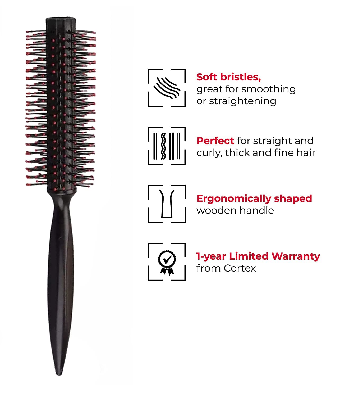 Professional Anti-Static Mini Round Hair Roller Brush with Soft Bristles & Non-Slip Handle - Styling Brush for Women & Men All Hair Types - Perfect for Curling, Volume & Salon-Style Looks at Home