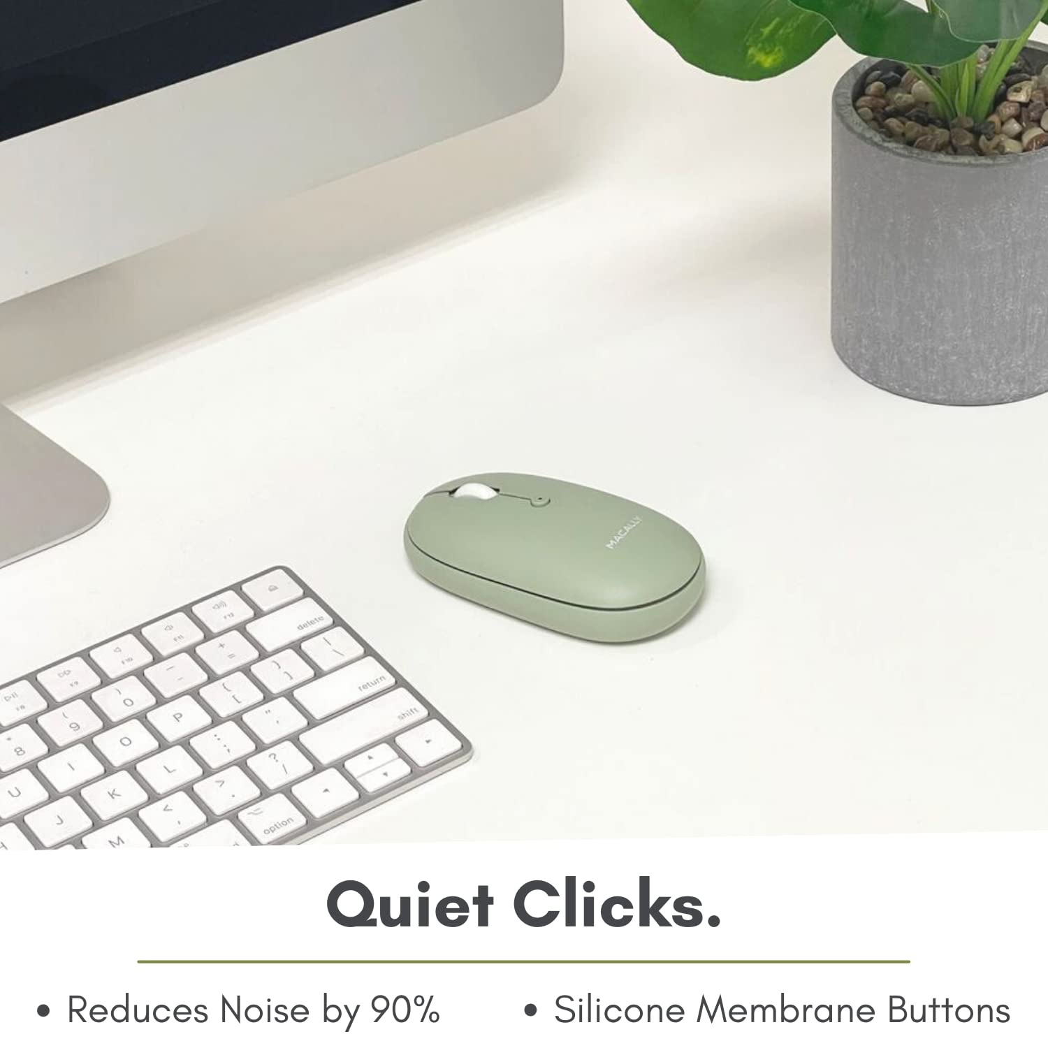 Macally Wireless Bluetooth Mouse - Rechargeable, Quiet & Ergonomic Mouse for MacBook Air/Pro, iMac, iPad, Windows PC - Strong Connection for Laptop & Desktop Use - Perfect for Office, Travel & Home Computing