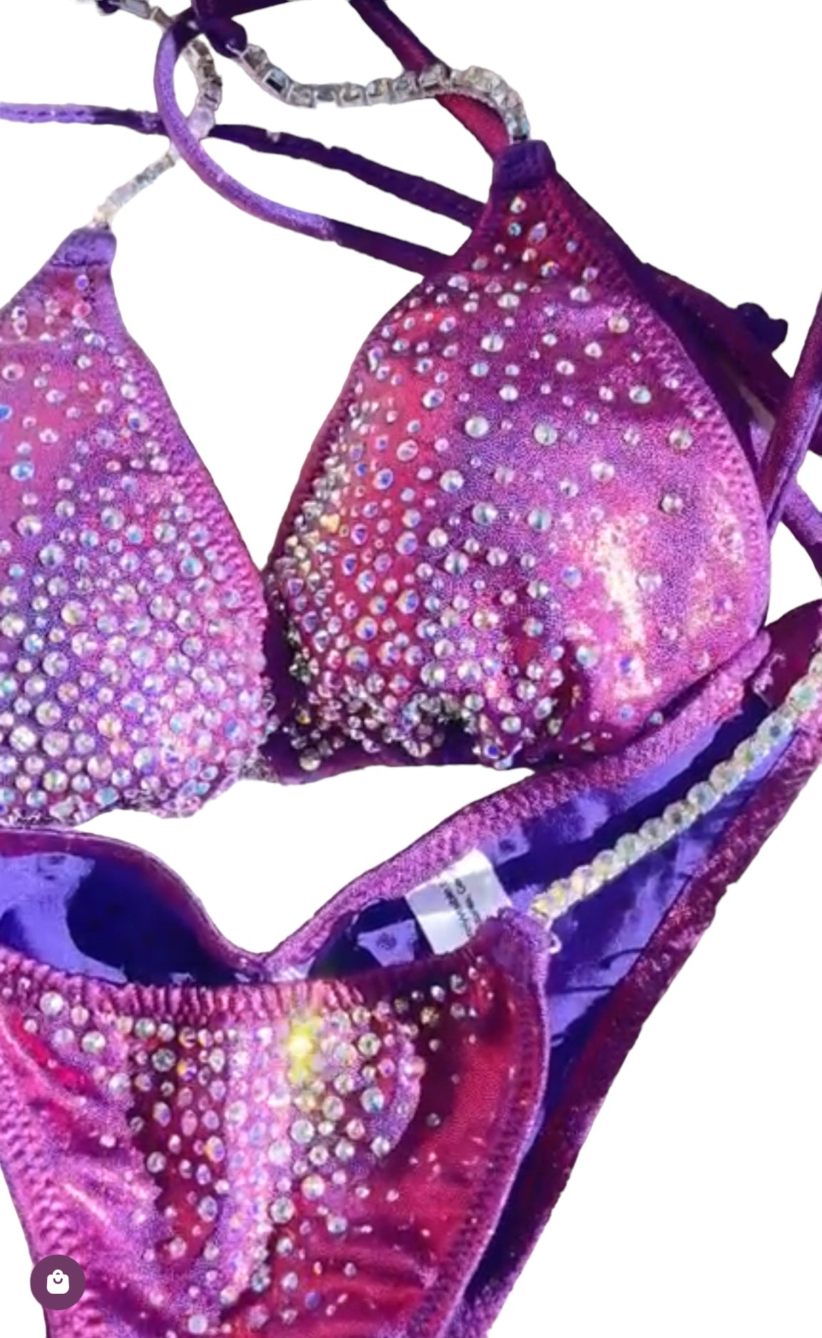 CS407 Purple & Hot Pink Rhinestone Grape Competition Bikini - High Performance Swimwear for Dance, Cheerleading & Pageants