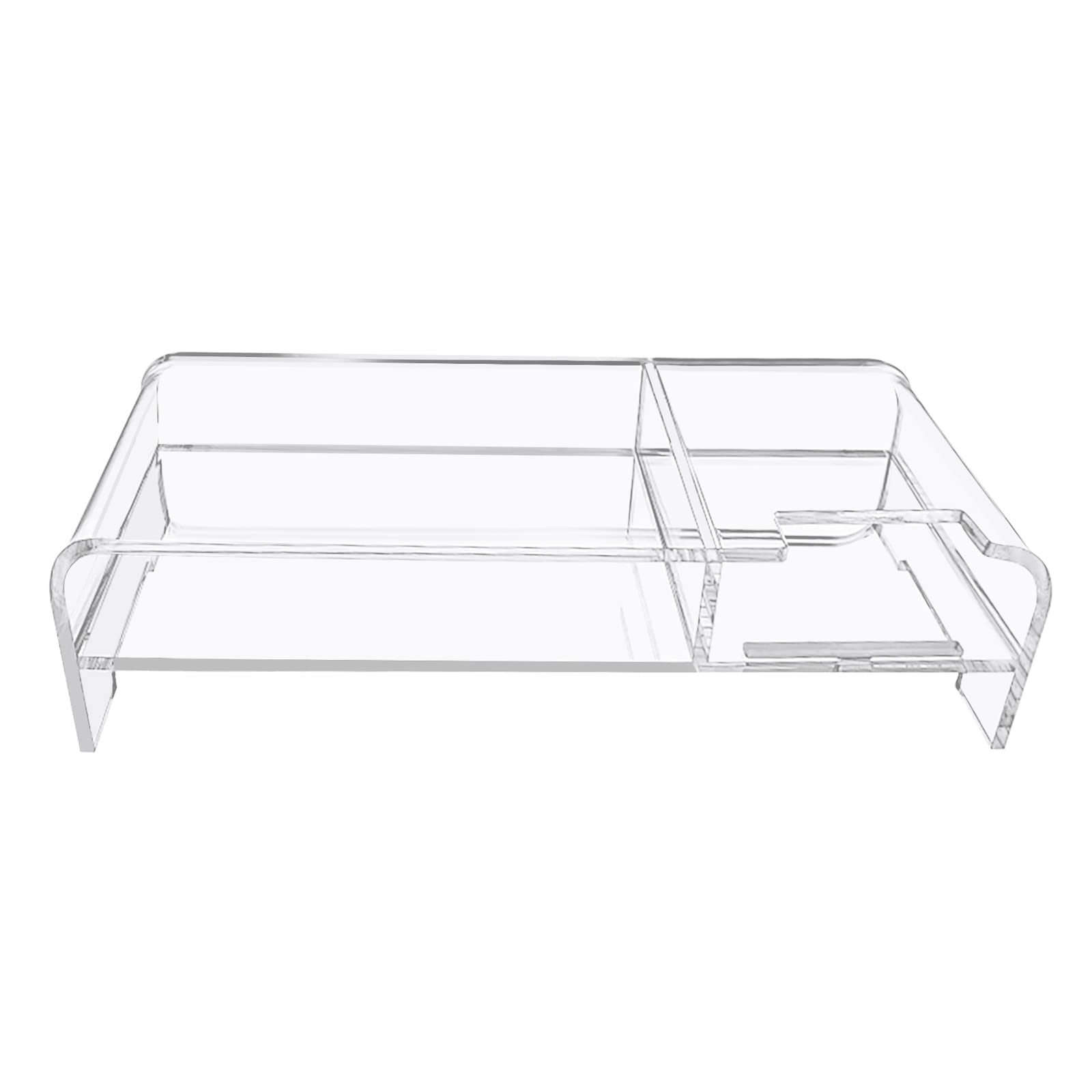 2-Tier Clear Acrylic Monitor Stand Riser - Desktop & Laptop Organizer with Storage Shelf for Home Office, Gaming Setup & Workspace (Clear) | Perfect for Ergonomic Workspace & Clutter-Free Desk Organization