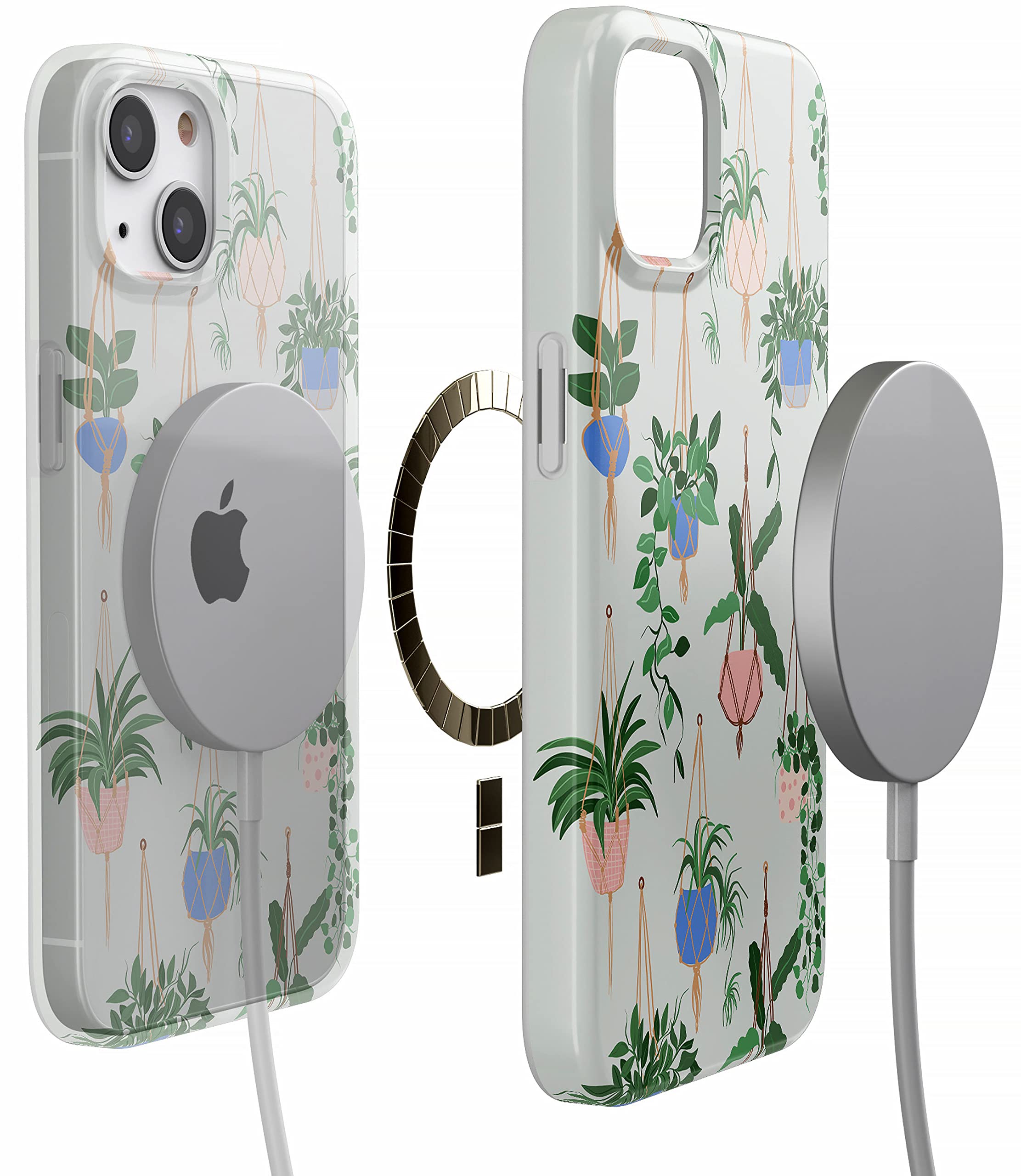 Casely iPhone 13 Case with MagSafe Compatibility - Cute Hanging Potted Plants Design Protective Phone Cover for Women & Girls - Perfect for Everyday Use, Travel, and Gift Giving