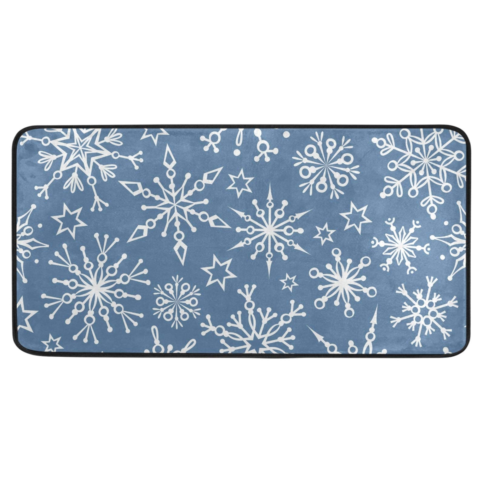 Susiyo Anti-Fatigue Kitchen Mat - Non-Slip Snowflake Design Christmas Rug, Oil & Stain Resistant, Easy Clean Floor Mat for Indoor/Outdoor Use - Perfect for Kitchen, Bathroom, Entryway & Holiday Decor