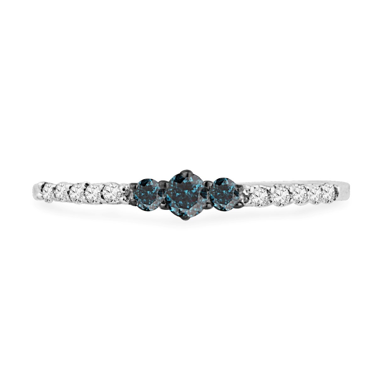 10KT White Gold Blue and White Round Diamond Promise Ring (1/5 CTTW) - Perfect for Engagements, Anniversaries & Romantic Gifts