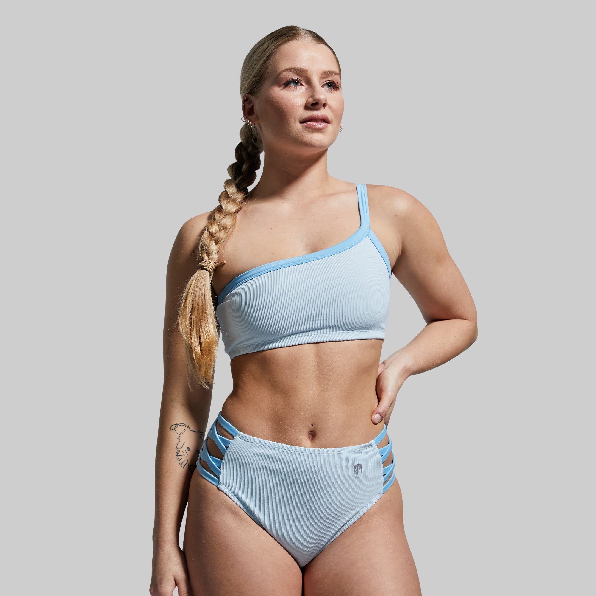 Deep End Bikini Top - Angel Blue Ribbed Swimwear for Women | Perfect for Beach, Pool & Summer Vacations