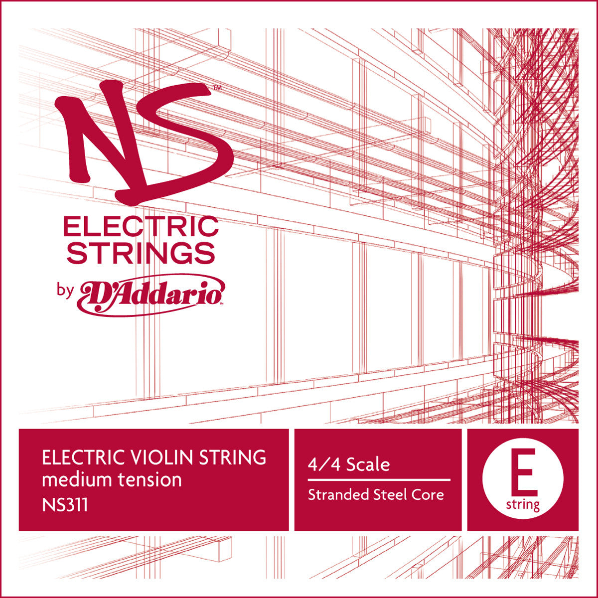 D'Addario NS Electric Violin E String - Single String for 4/4 Violin - Medium Tension - Perfect for Practice, Performances & Studio Recording