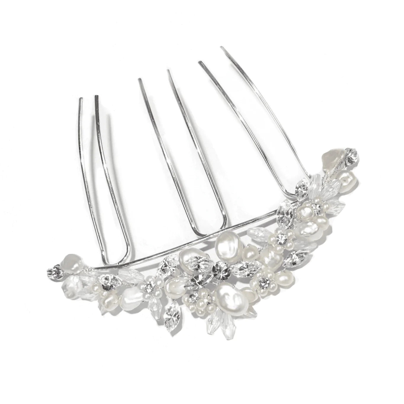 Elegant Silver Bridal Hair Comb with Pearls and Crystals for Wedding, Prom & Special Occasions | Freshwater Pearl Decorated Hair Accessory