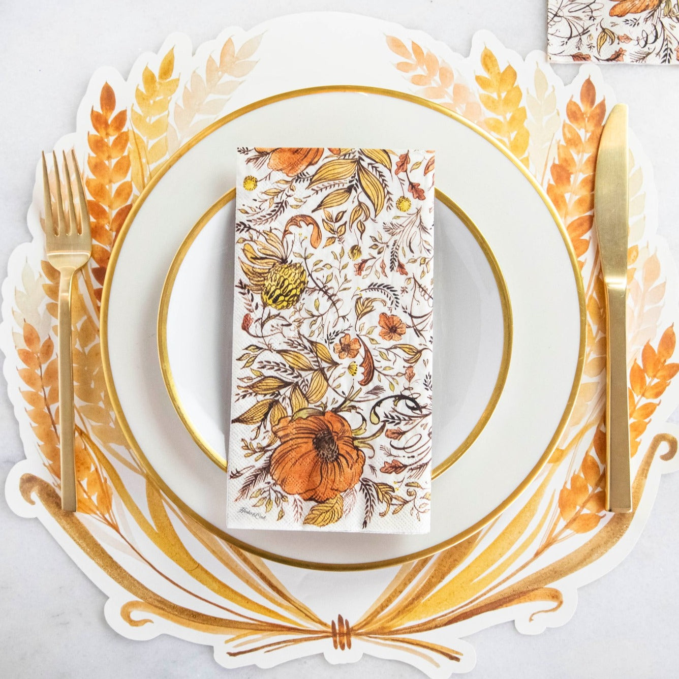 Golden Harvest Die-Cut Placemats - Elegant Table Setting for Thanksgiving, Fall Decor & Holiday Dining - Set of 6 Premium Quality Placemats for Seasonal Home Decor