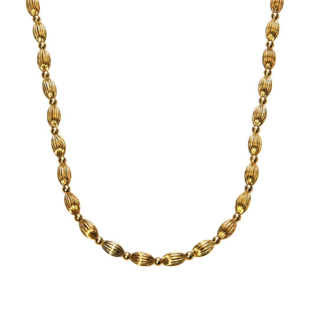 Elegant Gold Plated Charleston Rice Bead Necklace for Women - Perfect for Weddings, Parties & Special Occasions