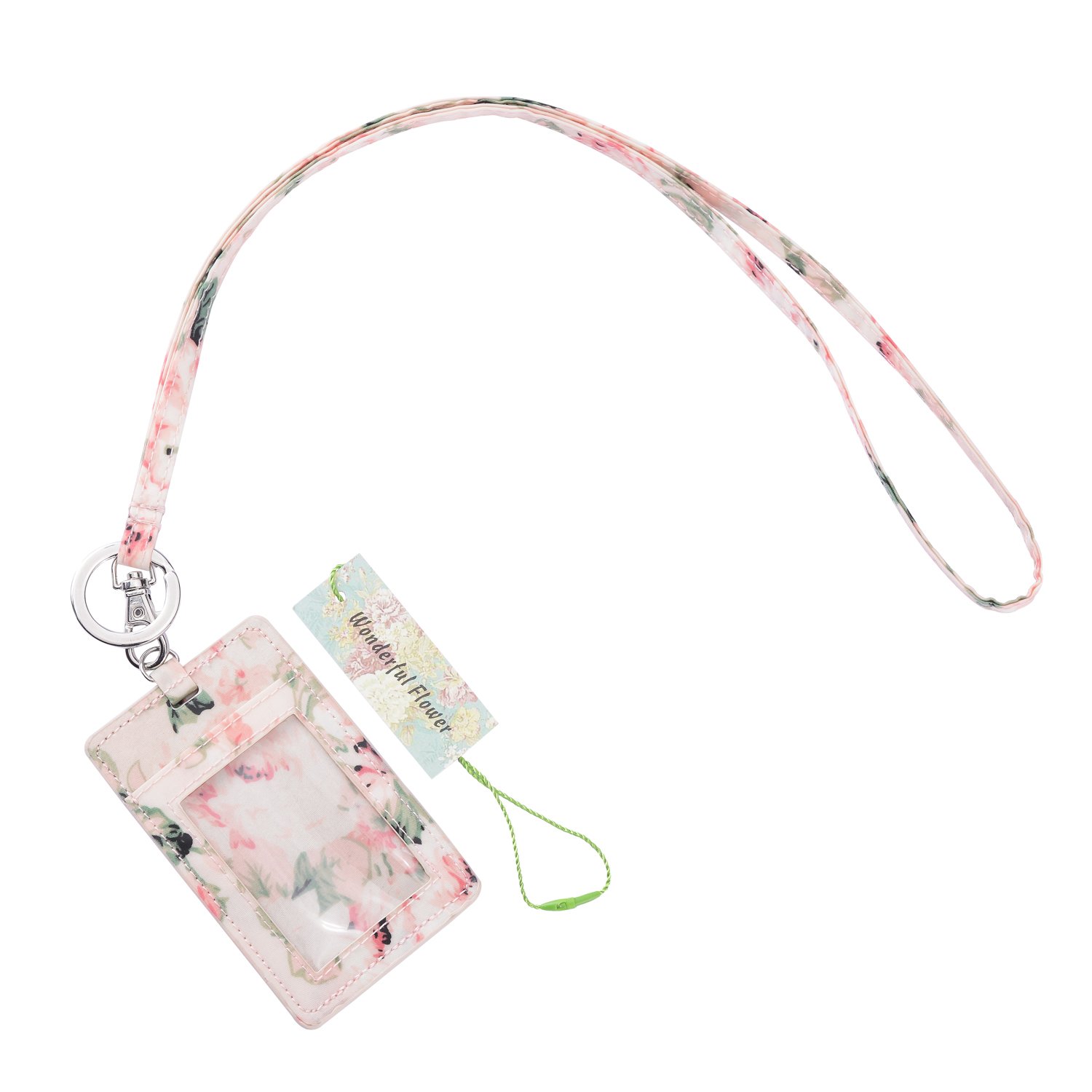 Floral ID Badge Holder with Lanyard - Light Pink (019) - Stylish & Secure ID Card Holder for Work, School, Events & Conventions
