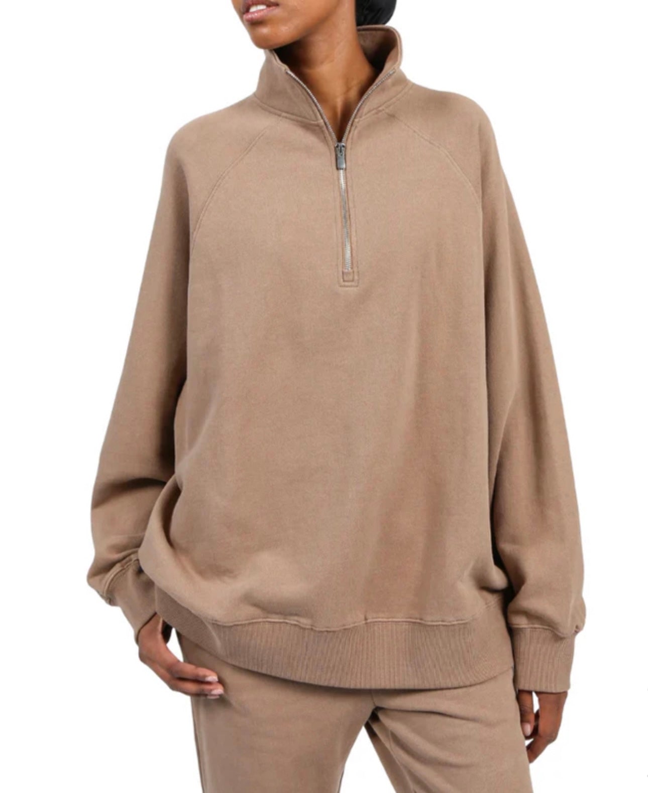 Brunette the Label Women's Half Zip Pullover Sweatshirt - Cozy Casual Loungewear for Fall & Winter, Perfect for Workouts, Yoga, and Everyday Wear