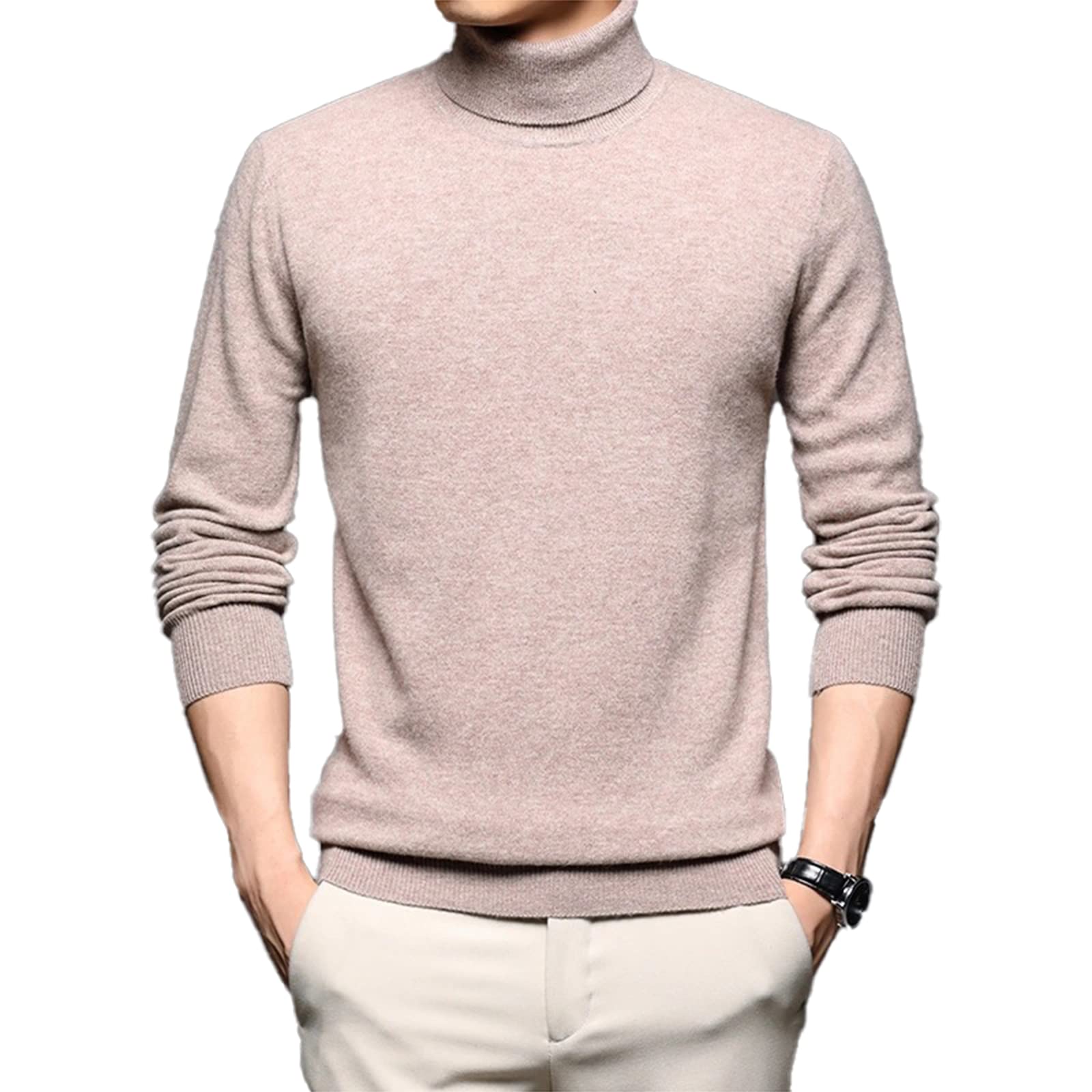 Men's Wool Knit High Neck Pullover Sweater - Casual Winter Jumper for Men | Warm & Stylish Cold Weather Clothing for Office, Outdoors & Travel