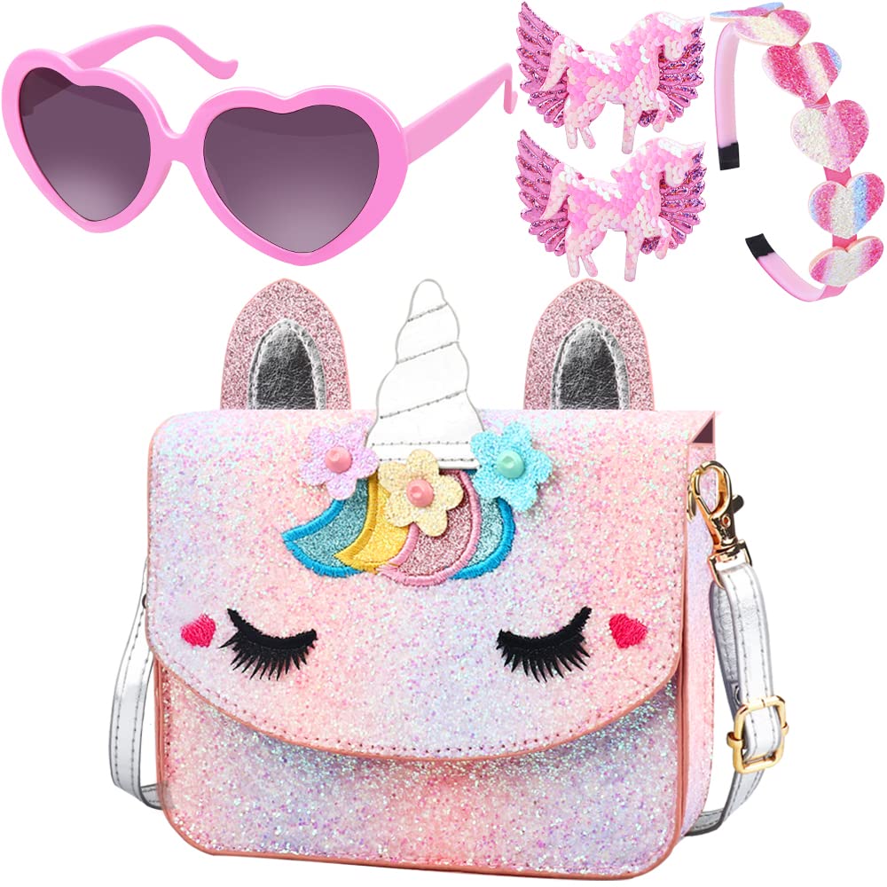 Unicorn Crossbody Bag for Girls - Cute Toddler Purse with Flap & Accessories - Perfect for School, Parties & Travel