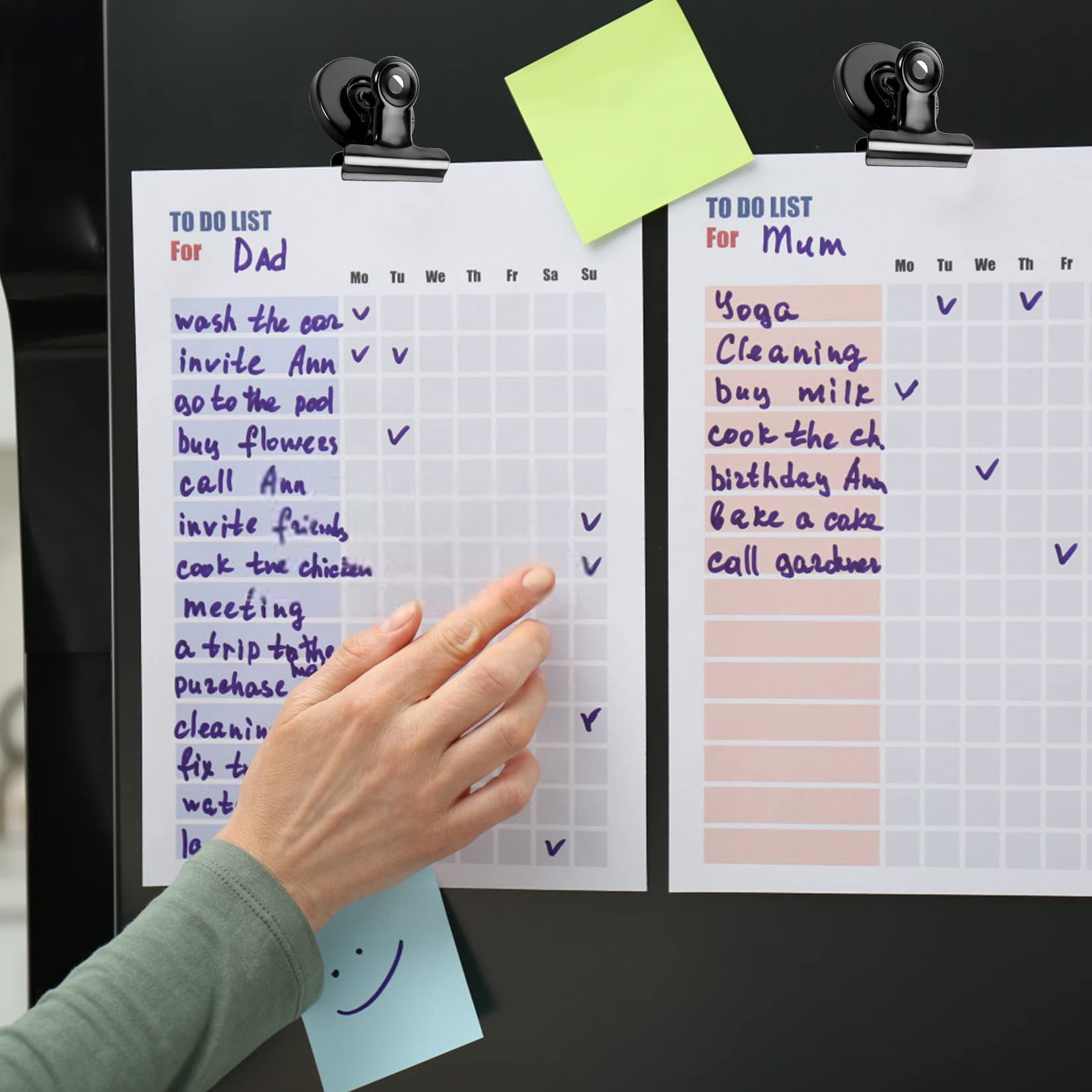 VNDUEEY 6 Pack Black Refrigerator Magnets - Strong Magnetic Clips for Fridge, Whiteboard & Office Use - Perfect for Shopping Lists, Notes & Photos Display