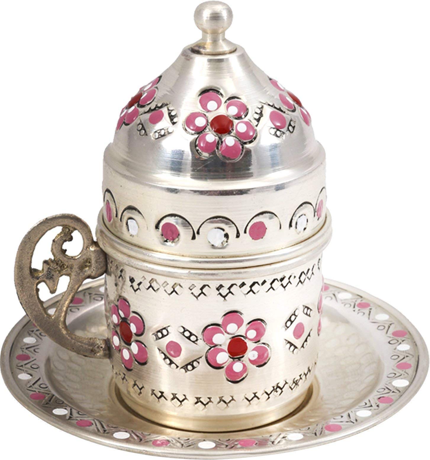 Handmade Traditional Copper Turkish Arabic Armenian Greek Coffee Set - 6-Piece Espresso & Tea Cups for Home, Cafe, and Gift Giving (CS6-122)