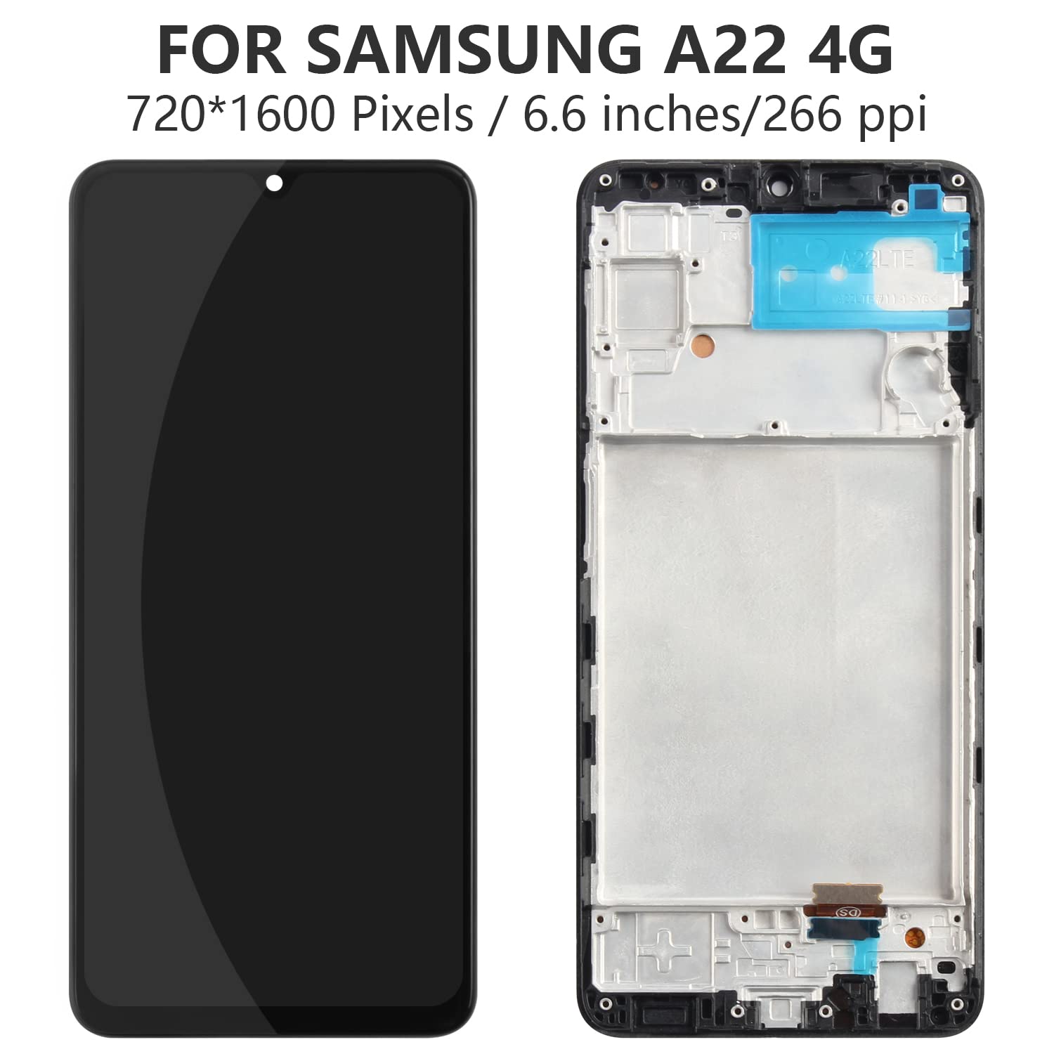Original Title: AMOLED for Samsung Galaxy A22 4G LCD Display Touch Screen Digitizer Assembly Replacement Kit for Samsung A225 A225F SM-A225F SM-A225F/DS SM-A225M SM-A225M/DS LCD Glass Panel with Frame   Optimized Title: **Samsung Galaxy A22 4G AMOLED LCD Display Touch Screen Digitizer Assembly Replacement Kit – Compatible with A225, A225F, SM-A225F, SM-A225F/DS, SM-A225M, SM-A225M/DS – Includes Glass Panel & Frame – Perfect for DIY Phone Repairs & Screen Replacements**