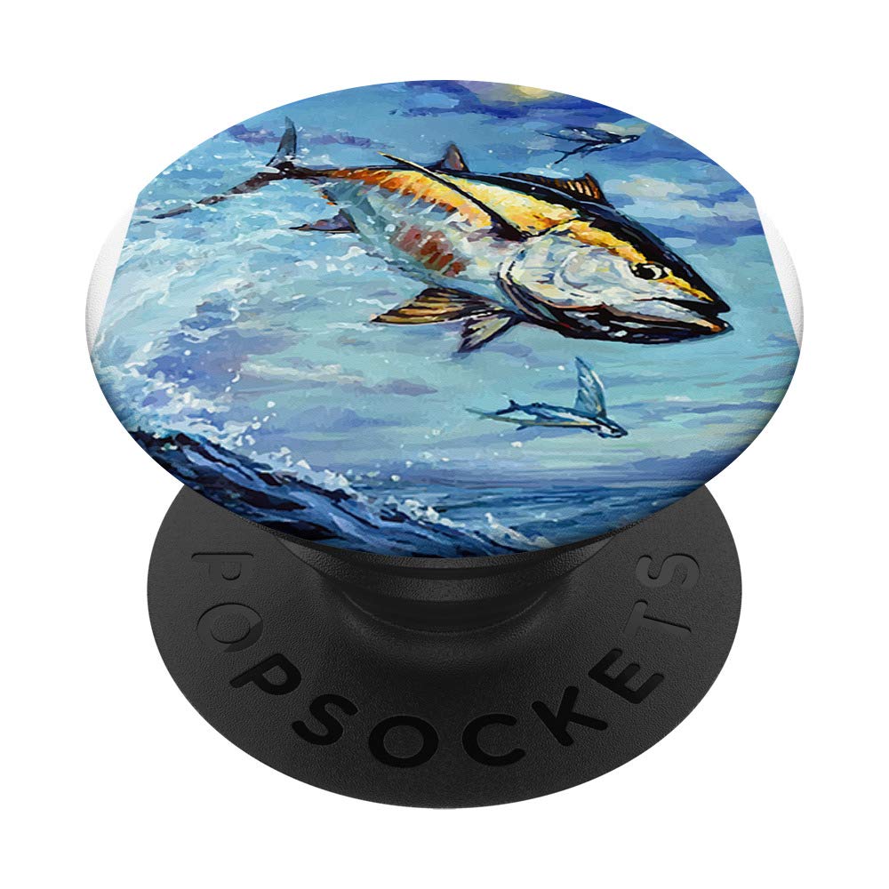 Bluefin Tuna Fishing PopSockets Grip & Stand for iPhone, Samsung & Tablets - Deep Sea Fish Design Phone Holder for Fishing Enthusiasts & Marine Lovers