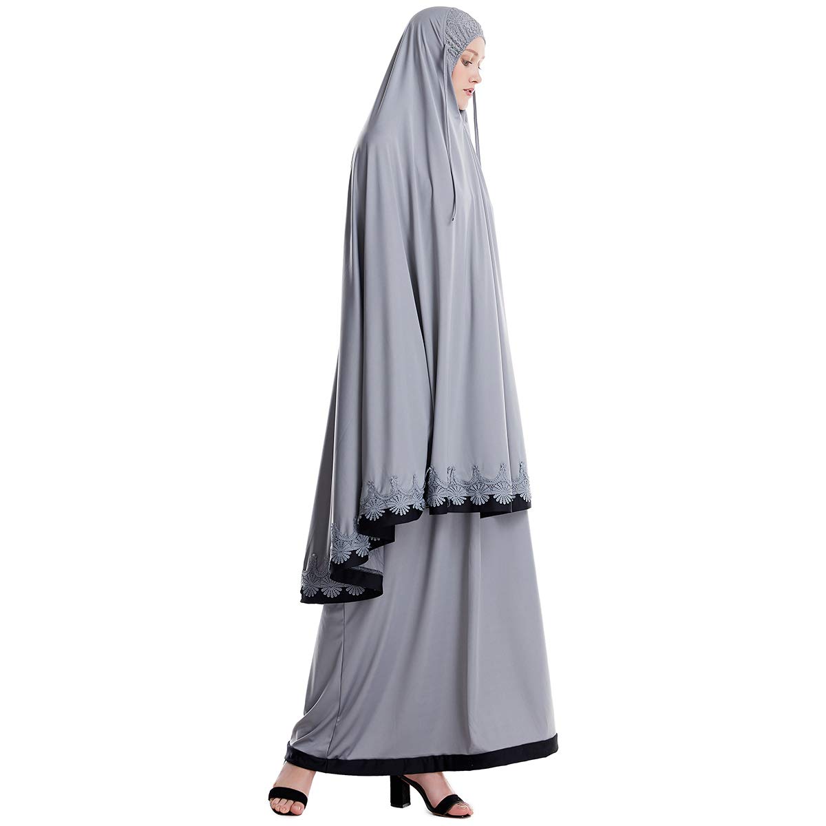 Muslim Women's 2-Piece Loose Full Cover Long Dress Set with Hijab & Hooded Thobe - One Size Fits Most - Perfect for Prayer, Modest Fashion & Everyday Wear
