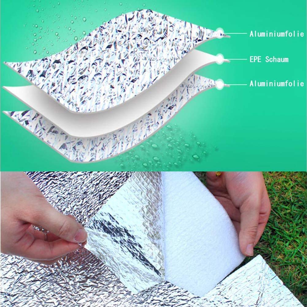 Thermal Insulated Camping Mat with Reflective Aluminum Foil - Lightweight Foam Sleeping Pad for Outdoor Adventures, Hiking & Backpacking - Perfect for Tents, Picnics & Emergency Survival Kits