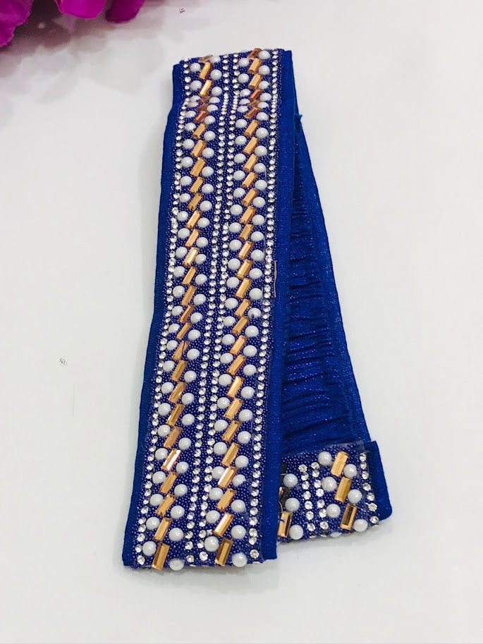 Elegant Blue Saree Hip Belt with Stone Embellishments - Perfect for Indian Weddings, Festivals & Special Occasions