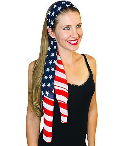 USA American Flag Patriotic Scarf - Red White & Blue Fashion Accessory for Women & Men - Perfect for 4th of July, Veterans Day & Patriotic Events