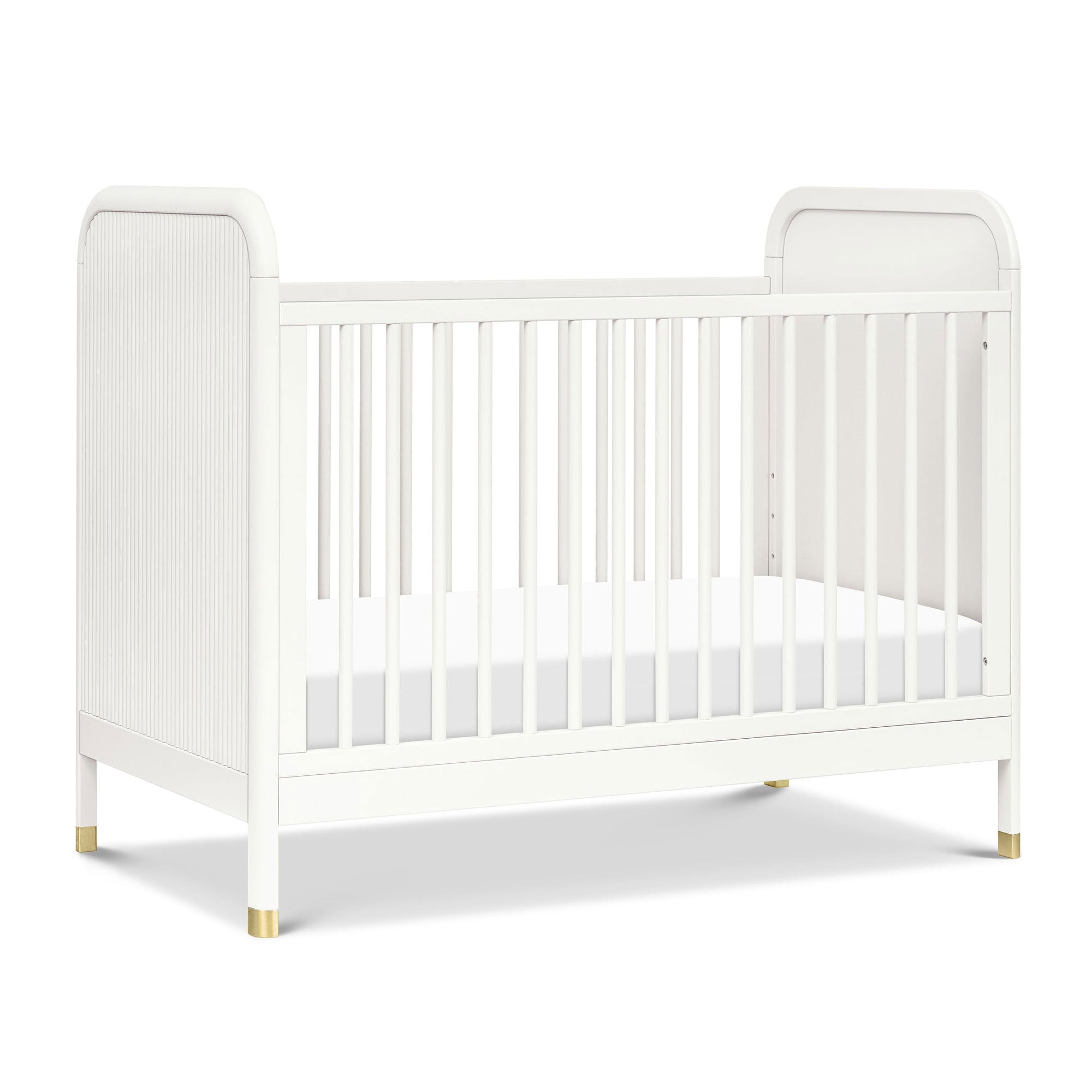 Brimsley Tambour 3-in-1 Convertible Baby Crib - White Wooden Nursery Crib with Toddler Bed & Daybed Conversion - Perfect for Newborns, Infants & Toddlers - Ideal for Modern Nursery, Bedroom & Daycare Use
