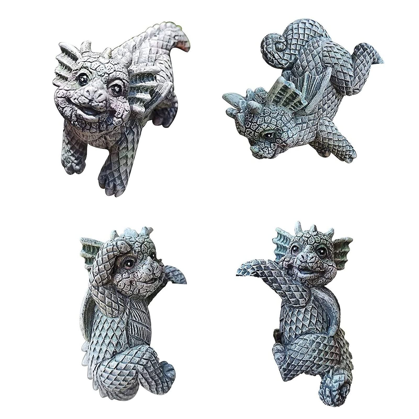 GAOYH Resin Dragon Pot Huggers - Miniature Fairy Garden Flower & Vase Hugger Planter Hangers for Outdoor Plants, Indoor Home Decor - Perfect for Balcony Gardens, Fairy Tale Displays & Unique Gift Ideas